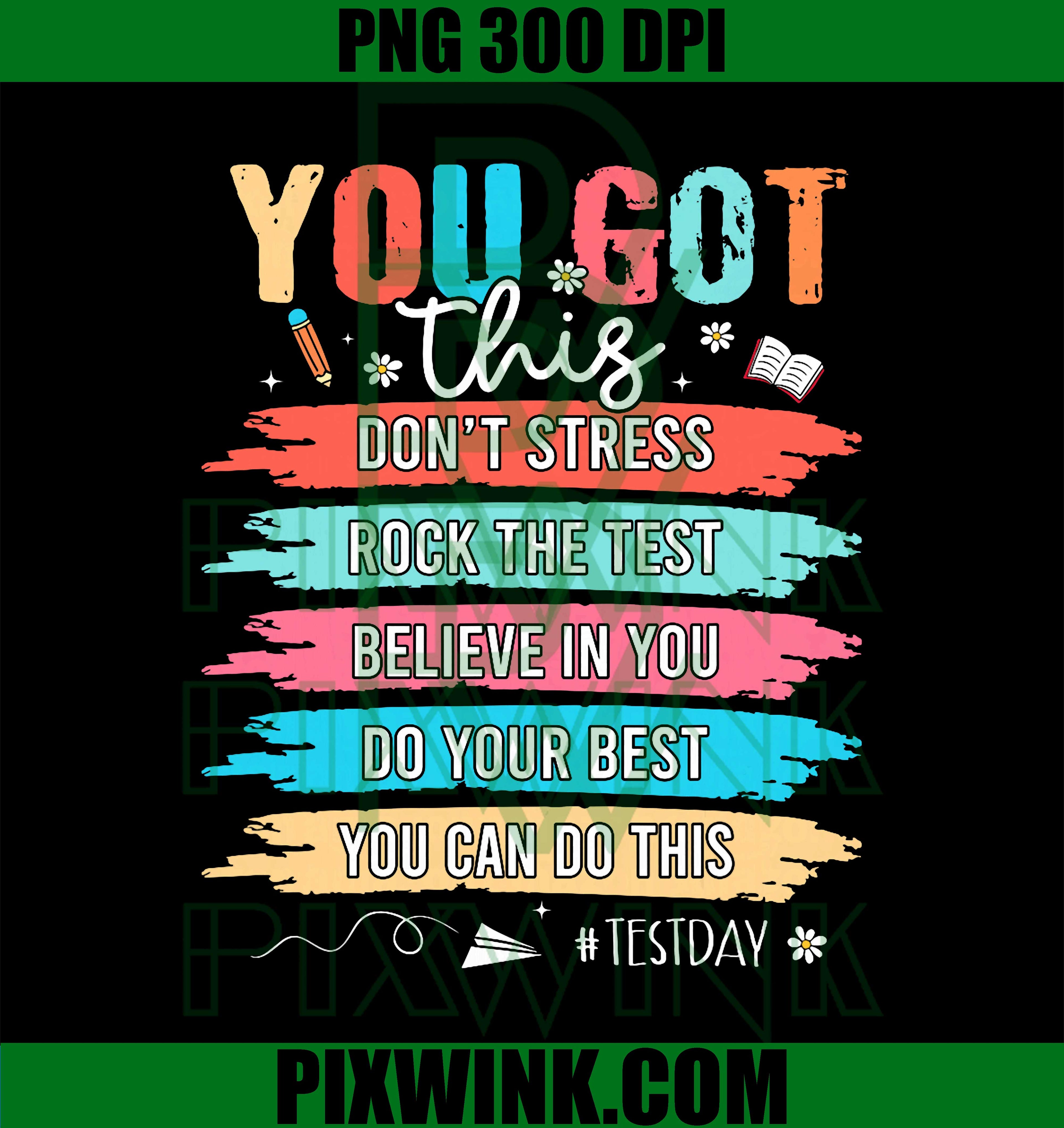 You Got This Rock The Test PNG, Don’t Stress Test Day Teacher Kid Retro Design