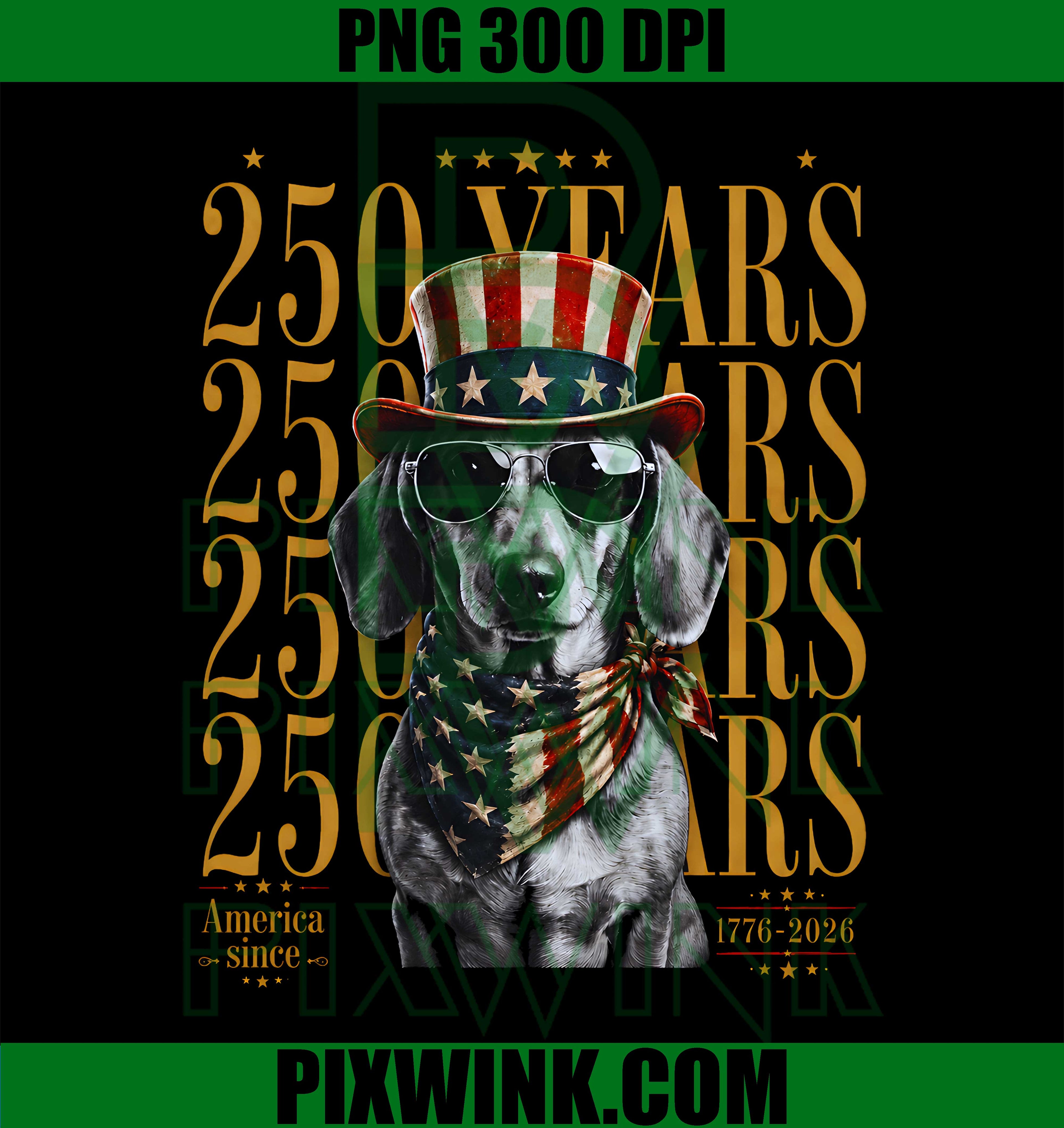 USA Dachshund Dog PNG, America 250th PNG, 4th Of July Flag PNG