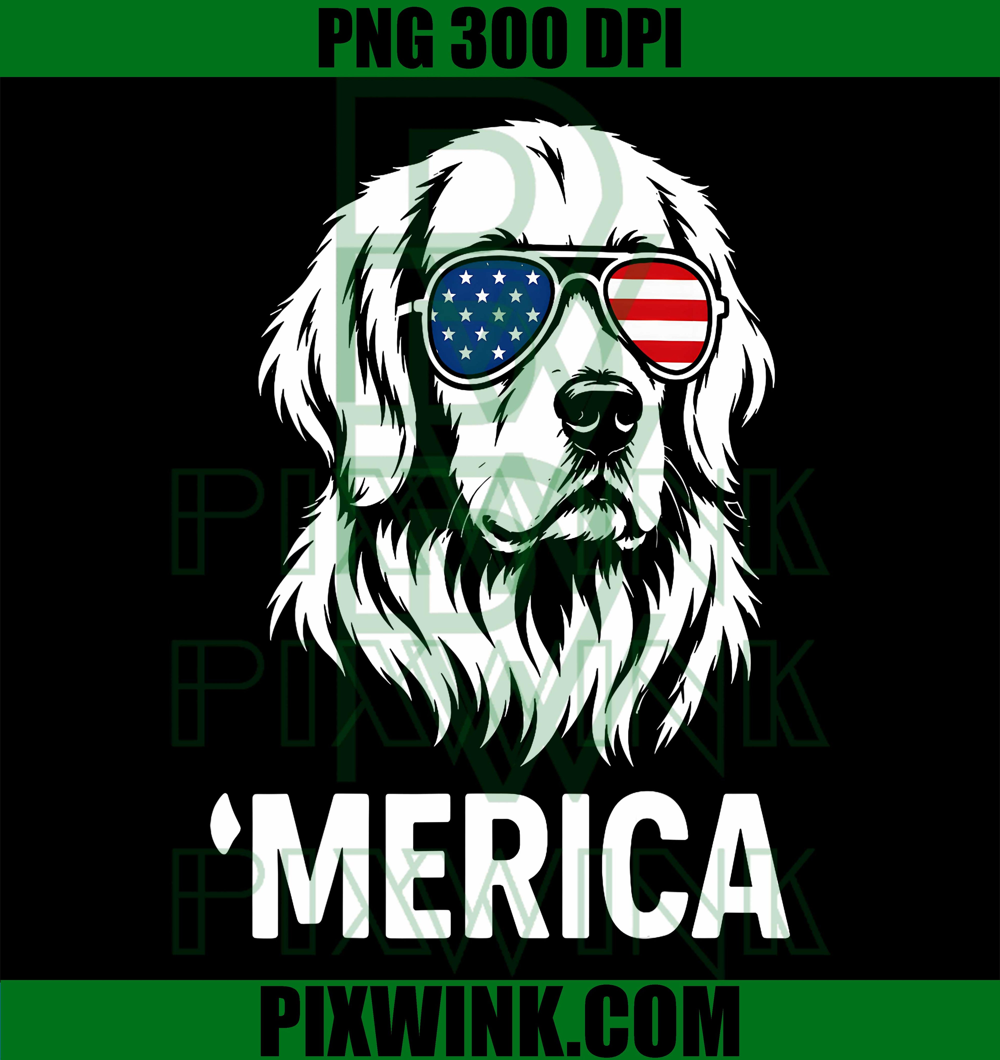Golden Retriever Dog PNG, Merica Patriotic PNG, 4th July USA PNG