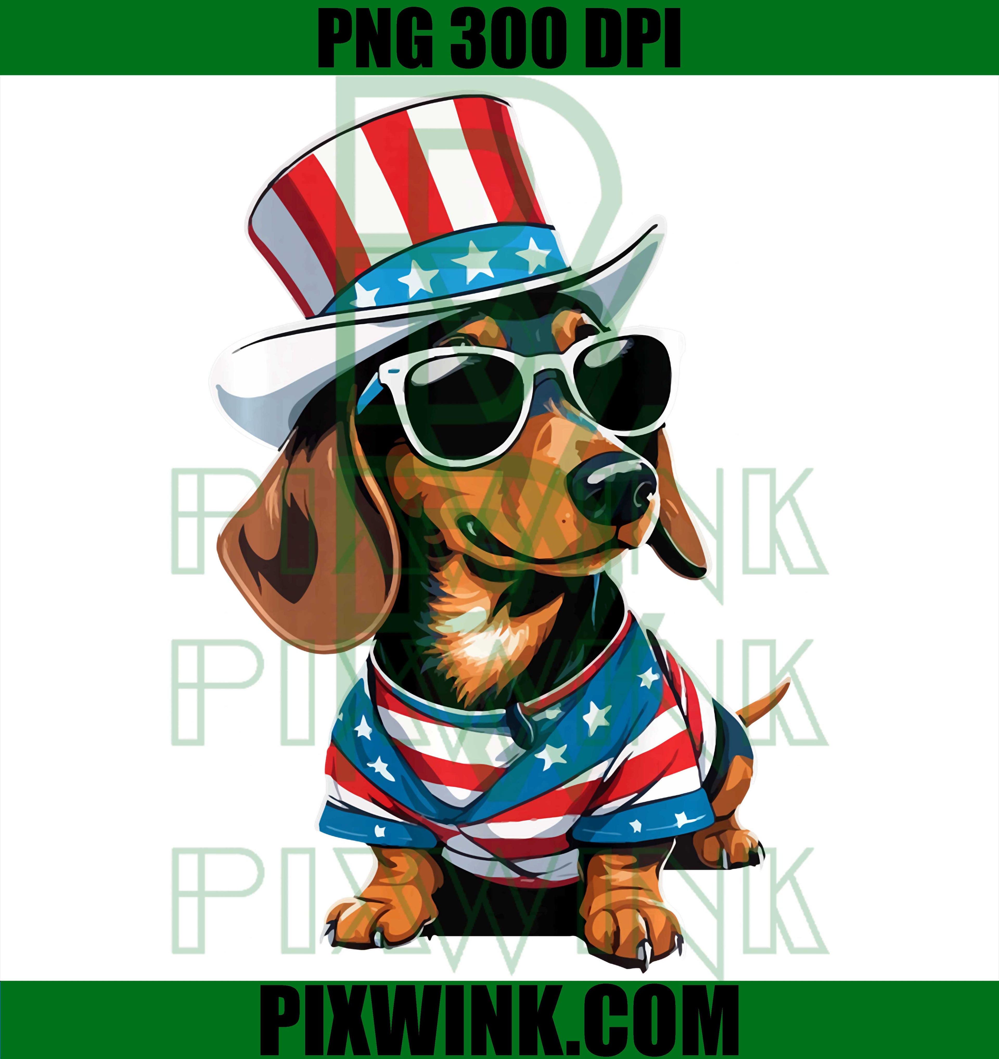 Patriotic Dachshund PNG, 4th of July Independence Day Dog PNG