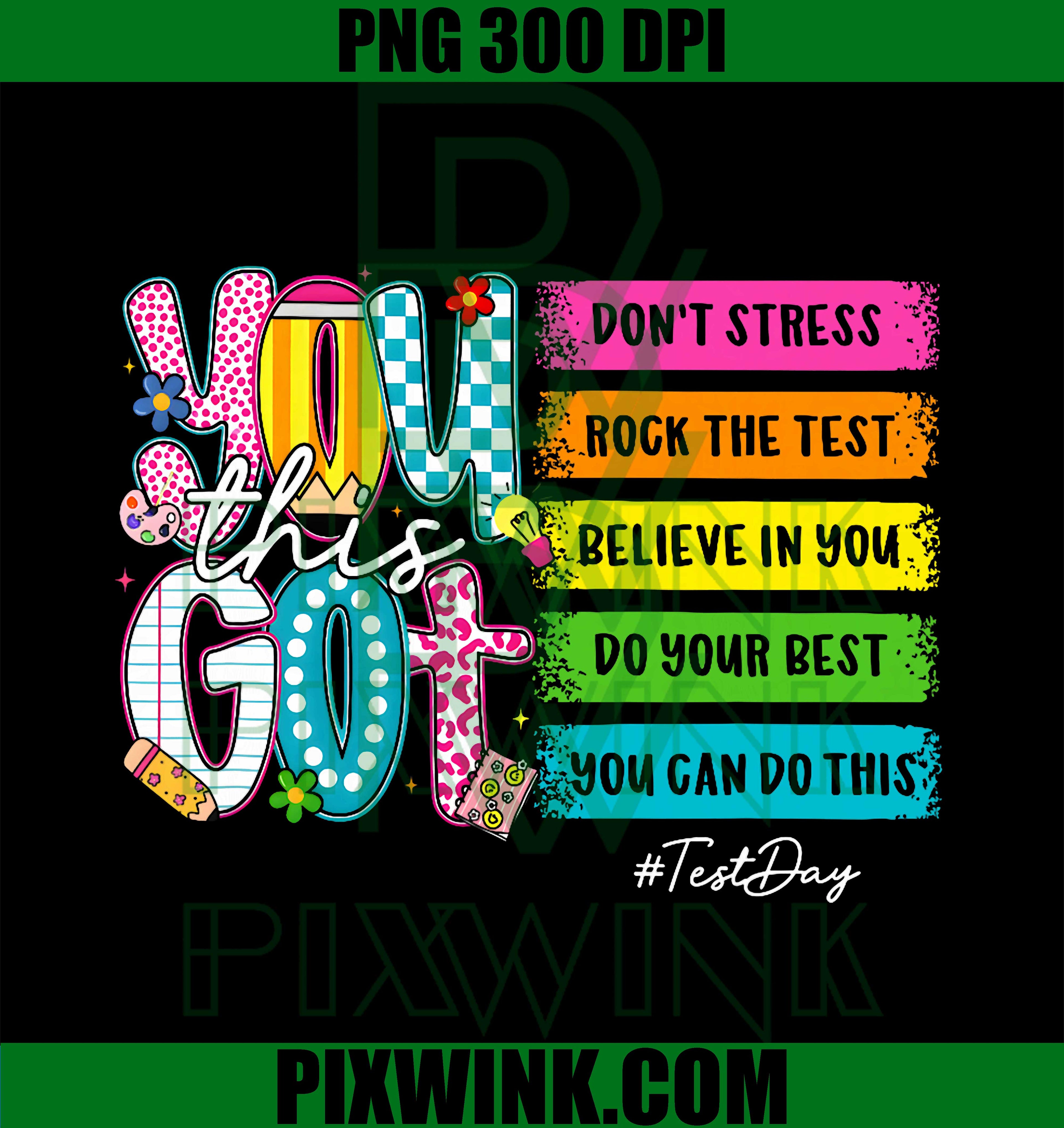 You Got This Rock The Test PNG, Don’t Stress Test Day Teacher Kid Retro Design