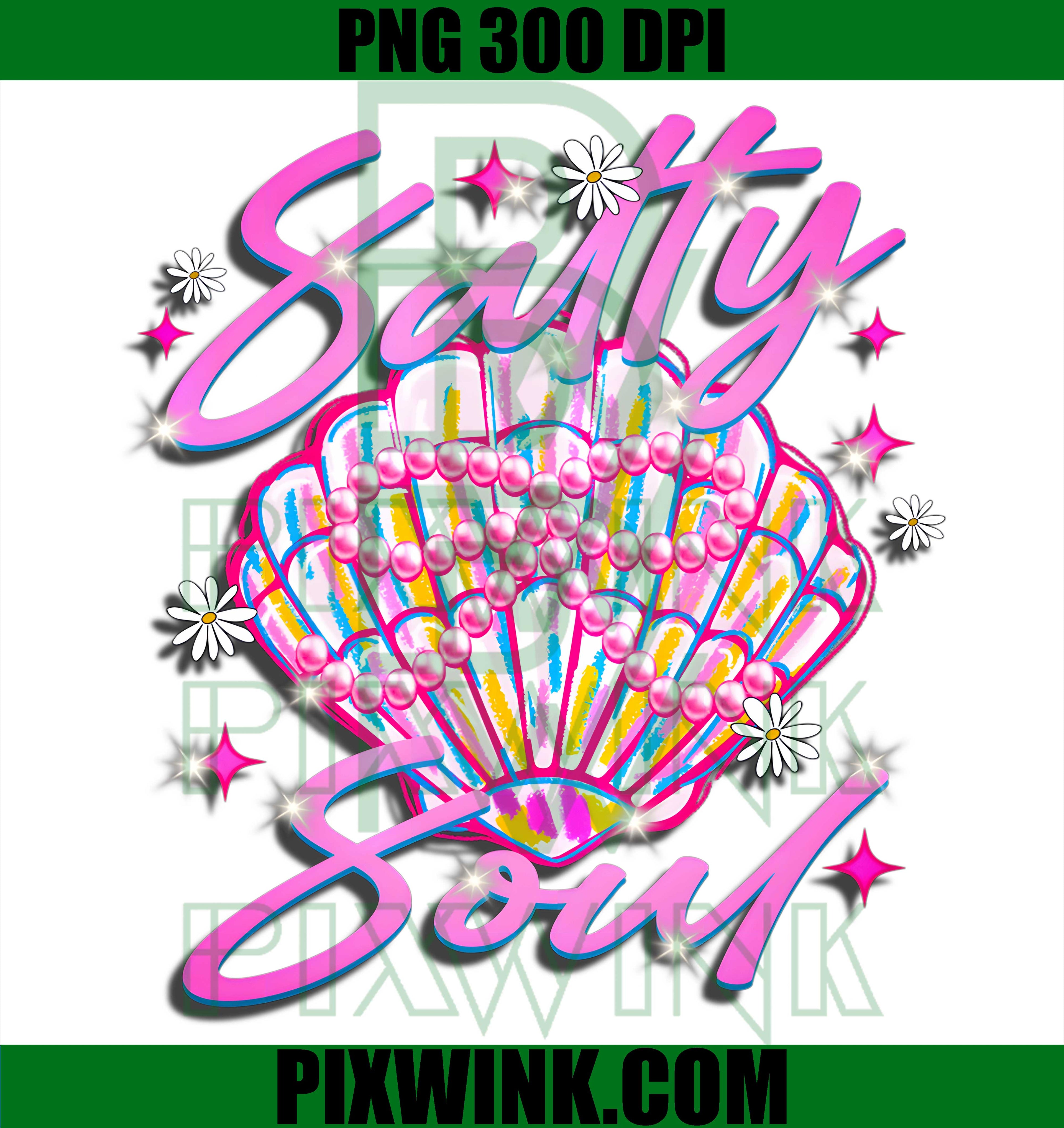 Salty Beach Shell Soul Party Girl PNG, Summer Vibe Coastal Teen Graphic