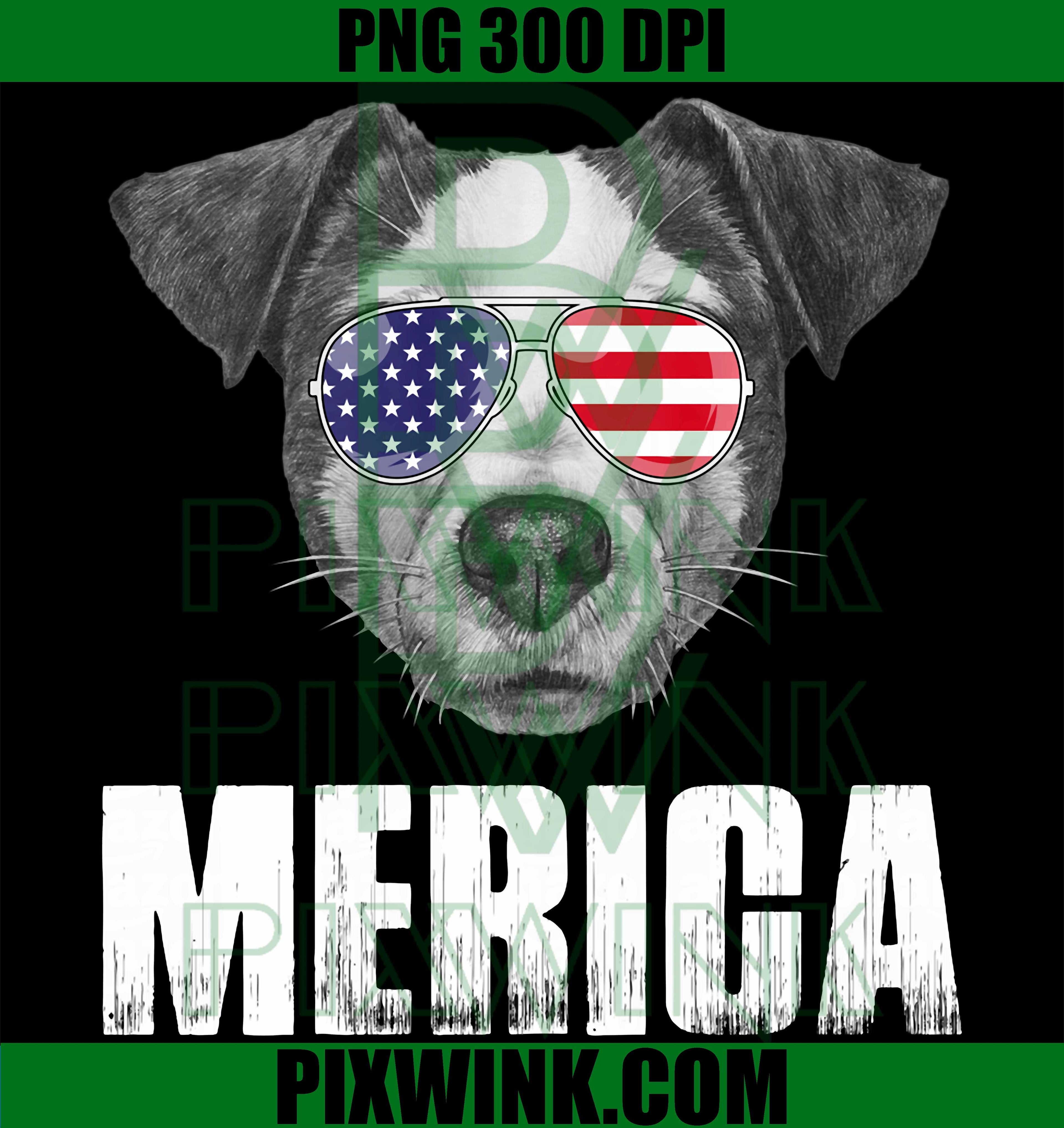 USA American Flag US Patriotic PNG, Merica Jack Russell Terrier PNG