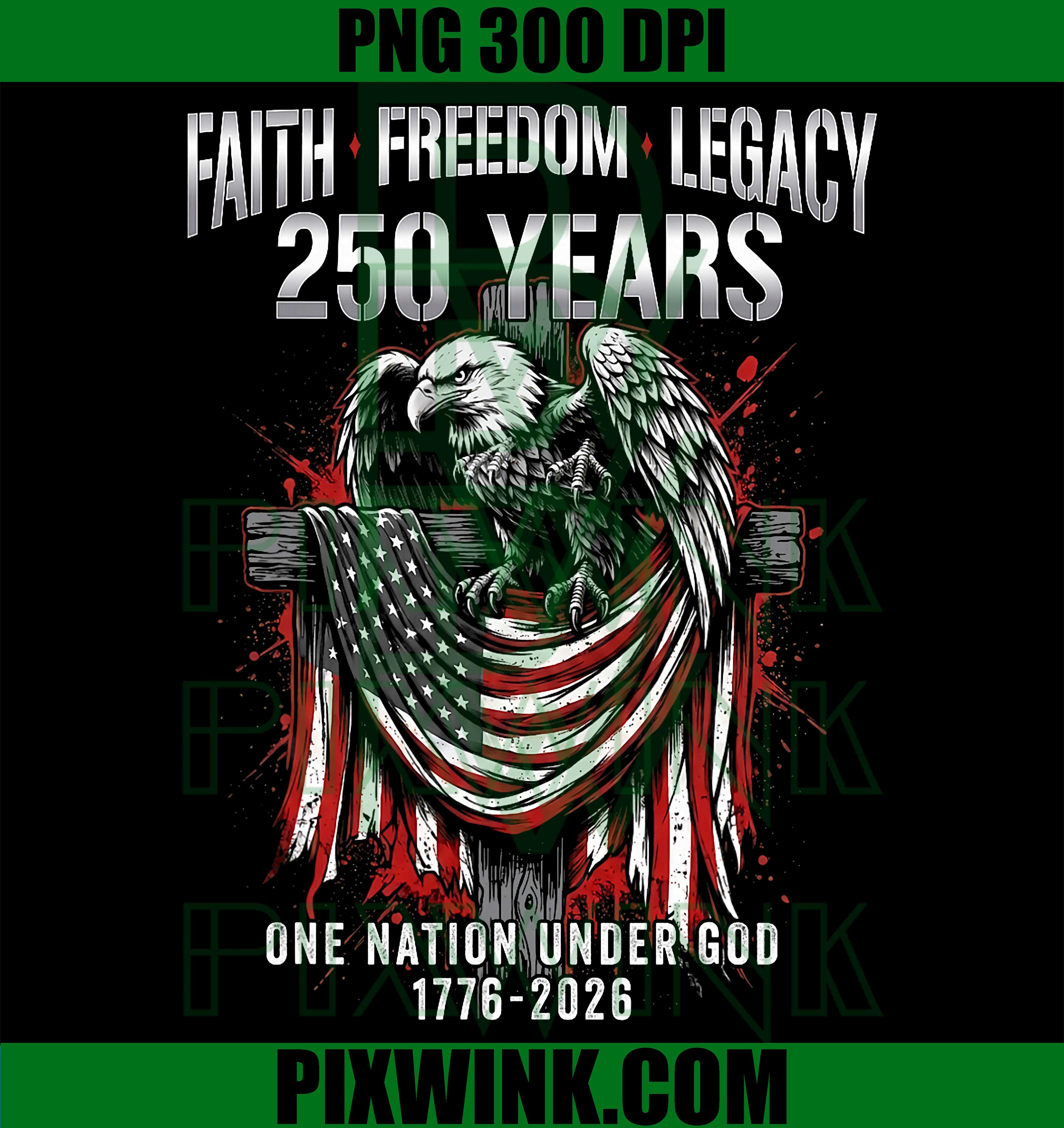 Faith Freedom Eagle 250 Years PNG, One Nation Under God 1776 2026 PNG