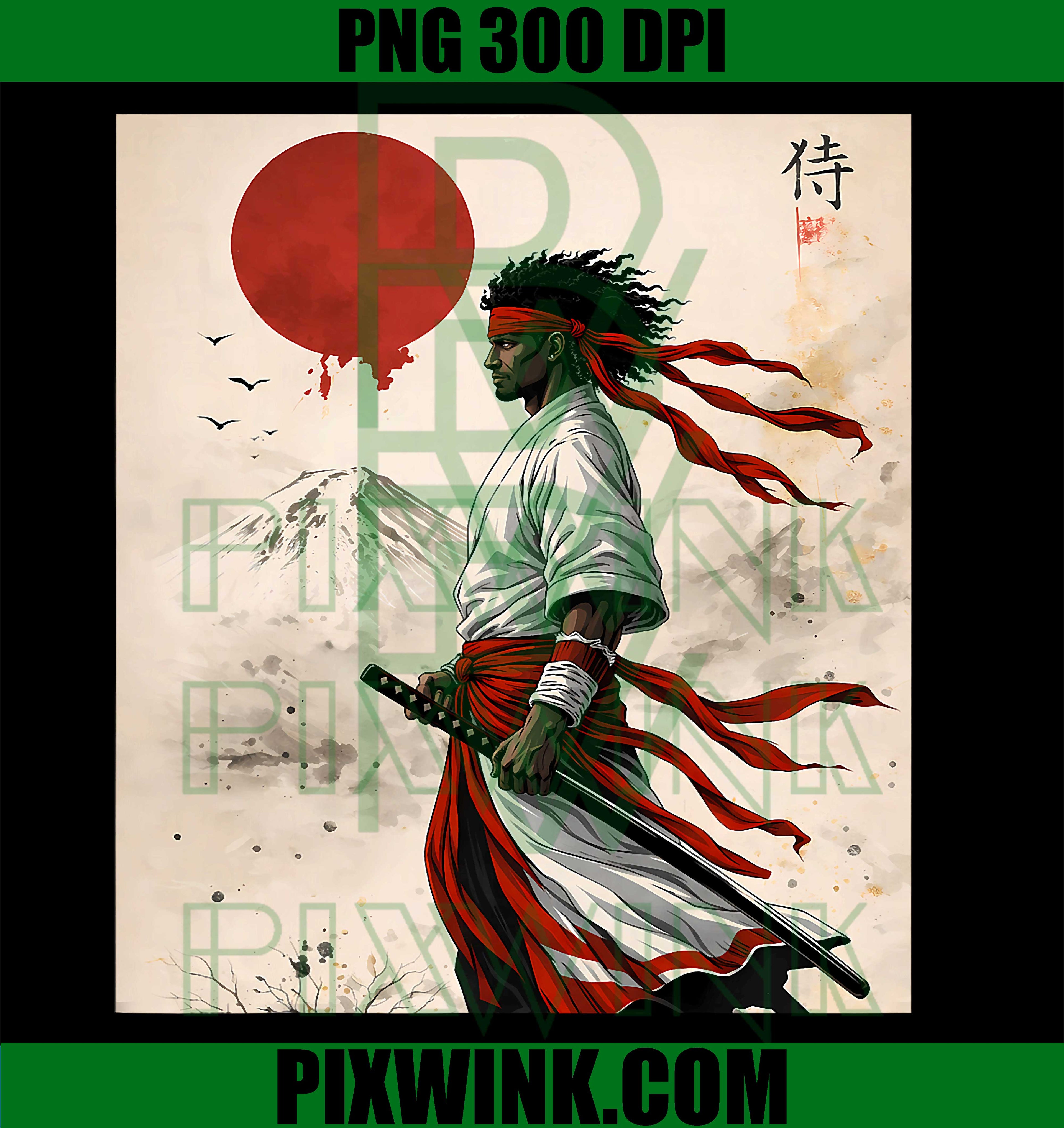 Afro Samurai PNG, Bushido Warrior Anime PNG Japanese Cartoon Design