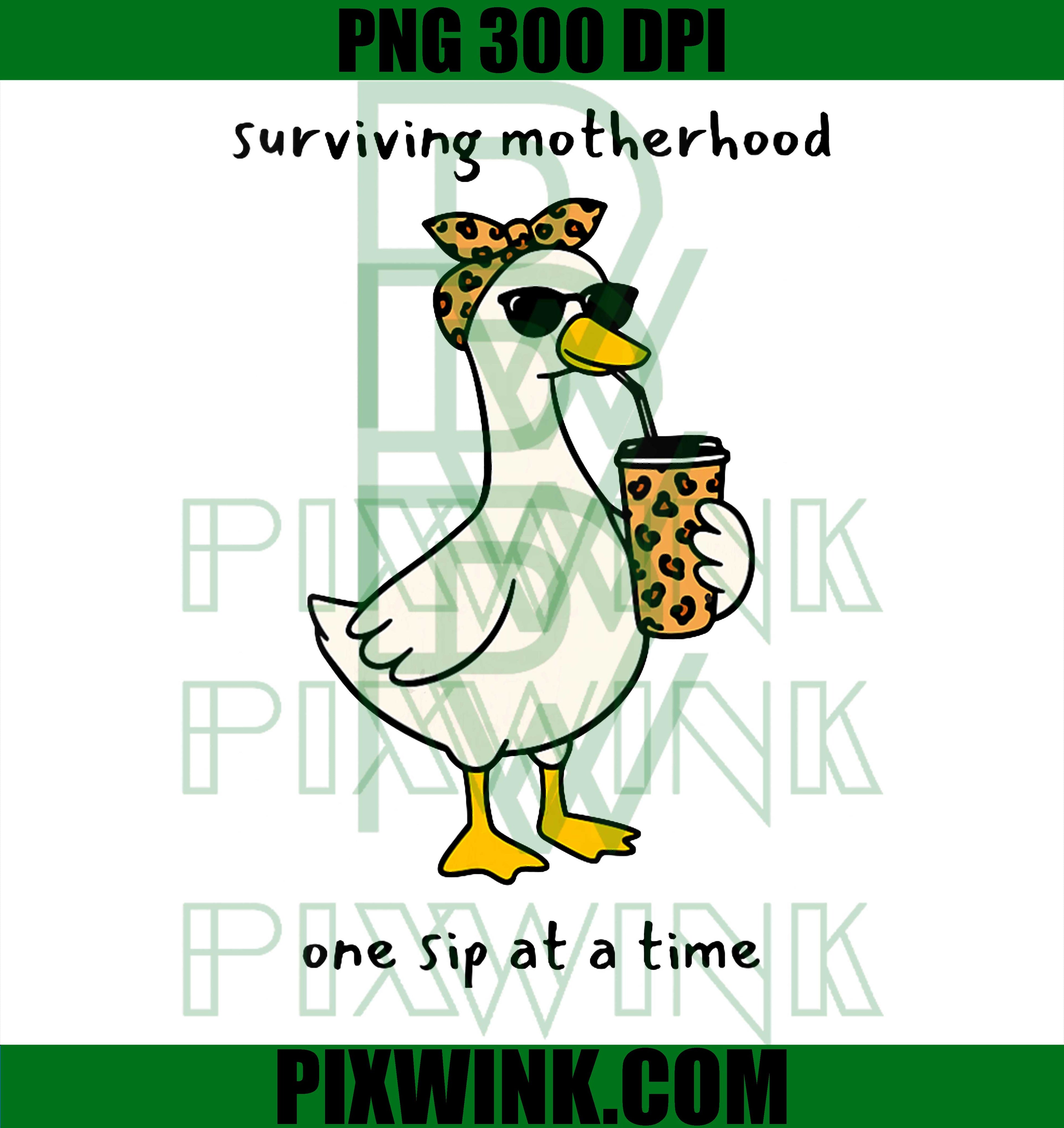 Mama Goose Coffee PNG, Funny Mother’s Day Goose Meme Design PNG
