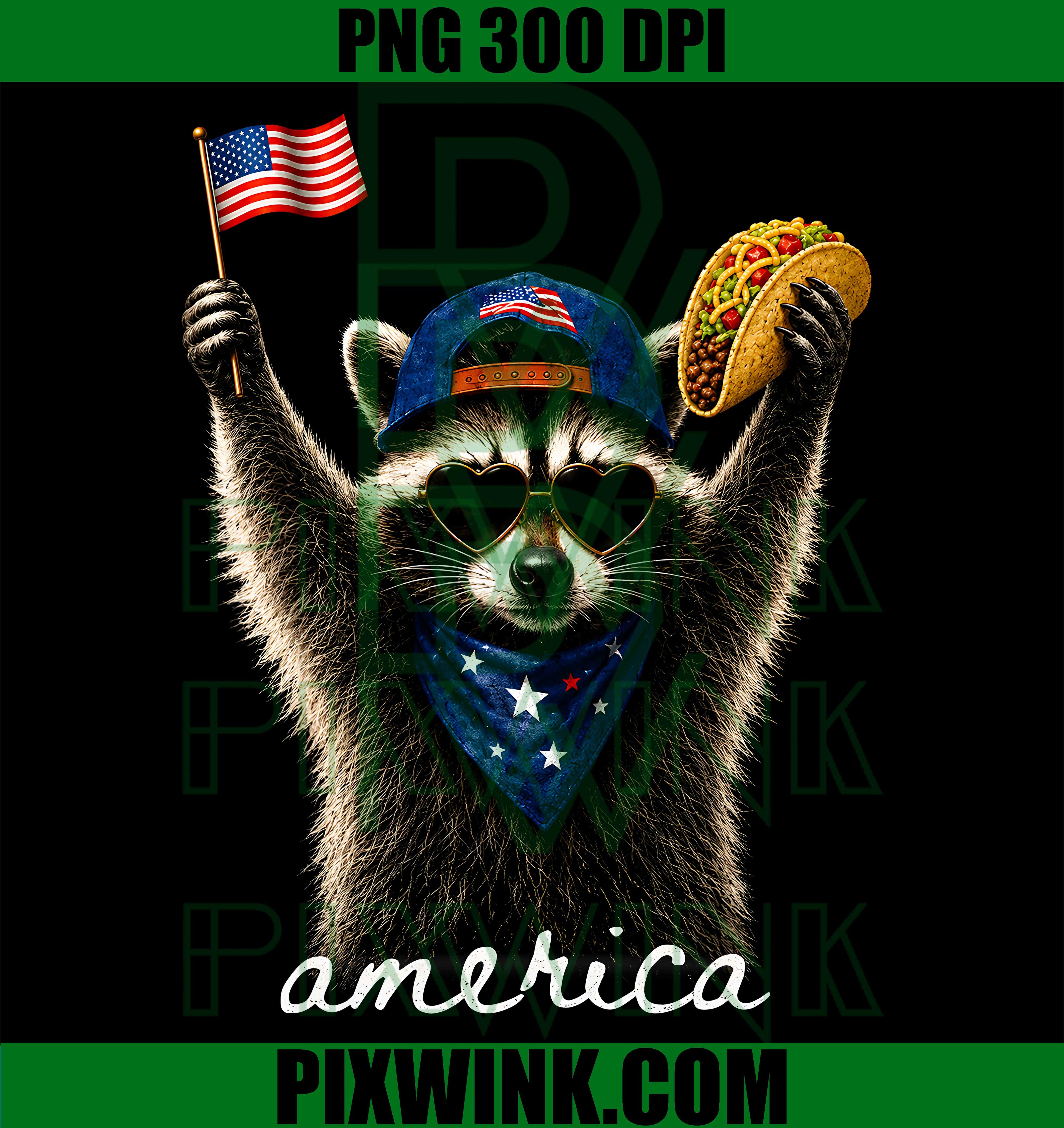 Raccoon Tacos PNG, USA 1776 2026 PNG, 4th Of July 250 Years PNG