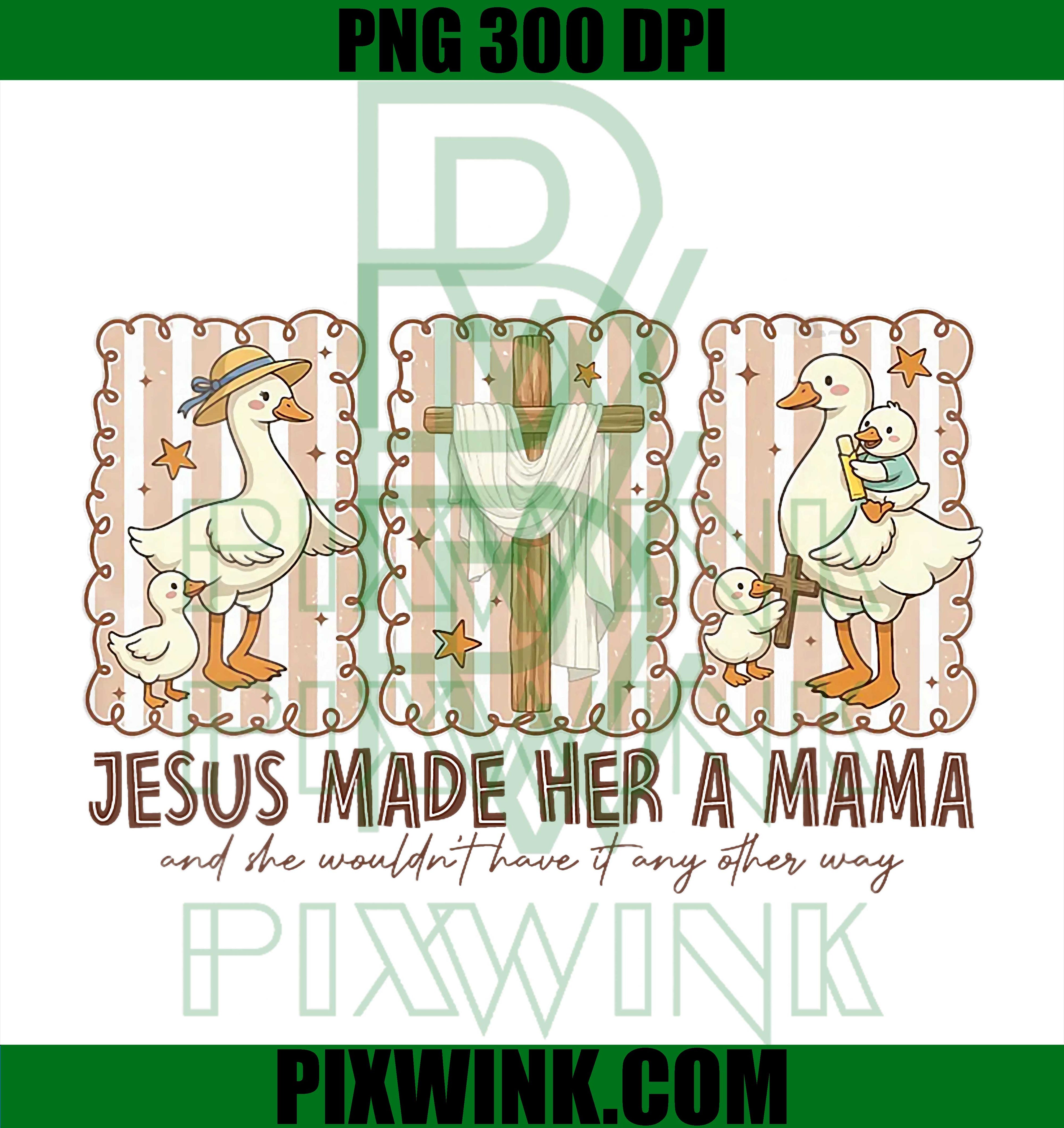 Mama Goose Christian Mom PNG, Jesus Made Her Mama Goose Retro Design PNG