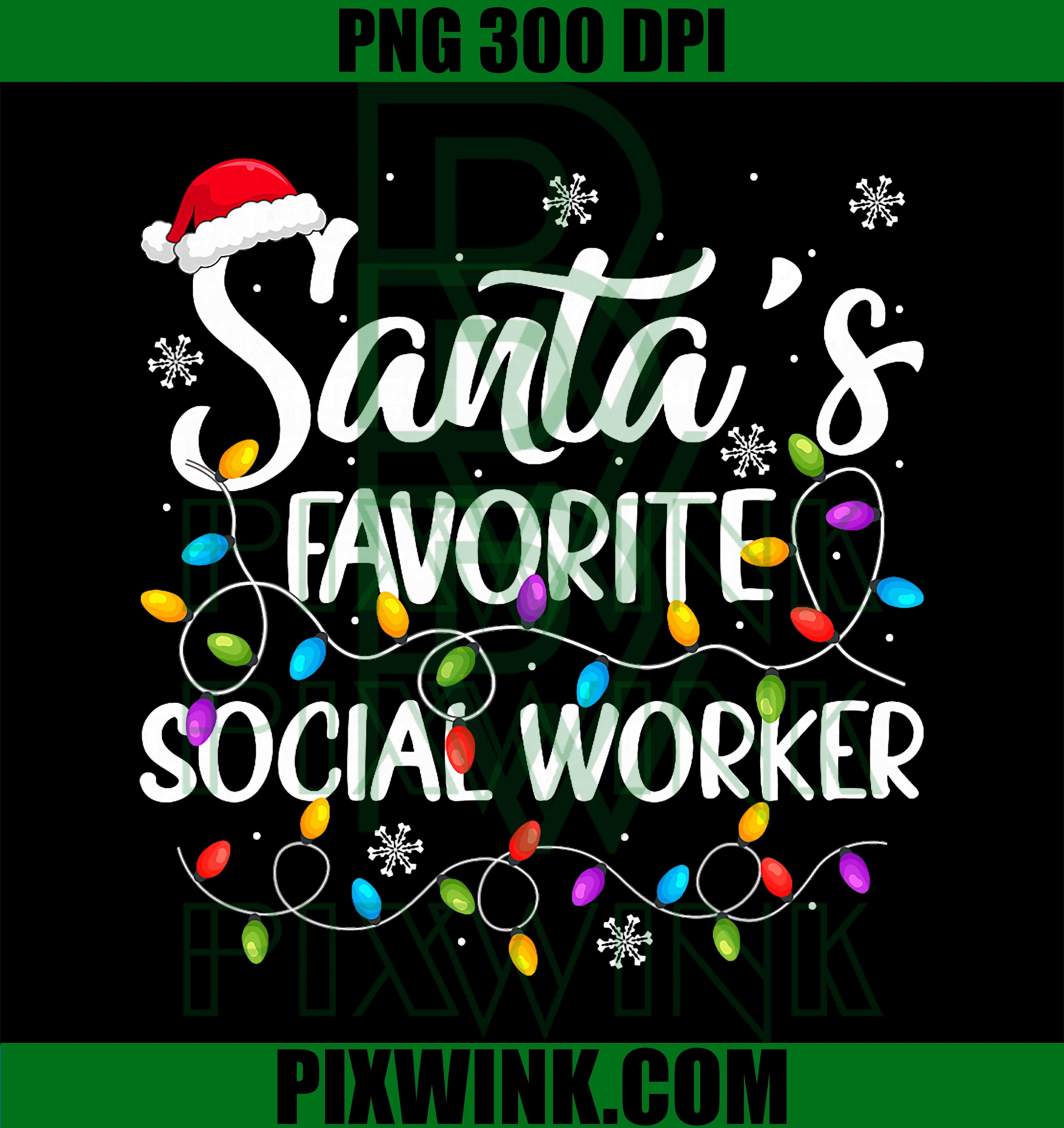 Santa Favorite Social Worker Christmas Lights, Family Xmas PNG