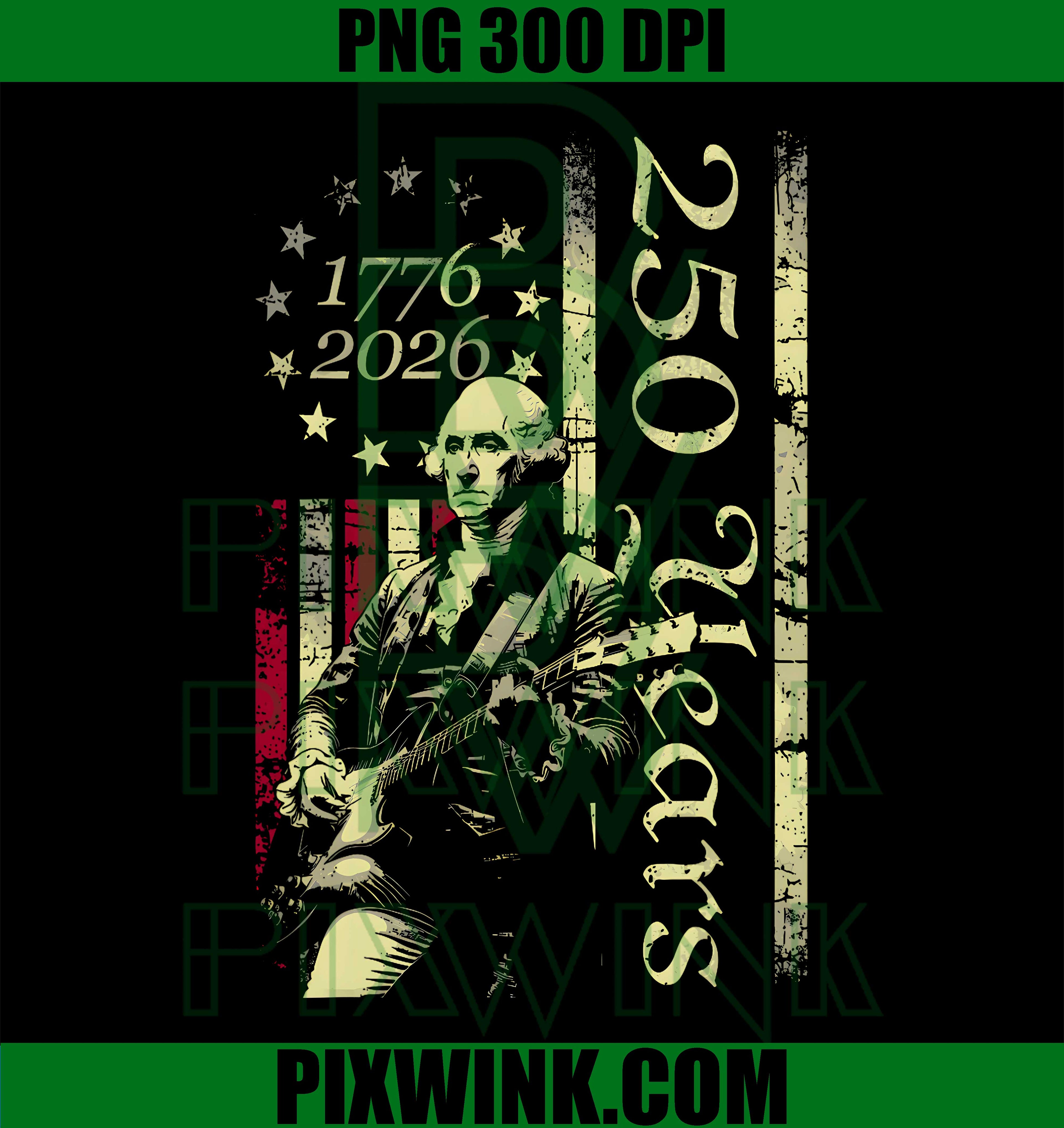 250 Years Patriot Guitar PNG, American Flag 4th Of July 1776 2026 PNG