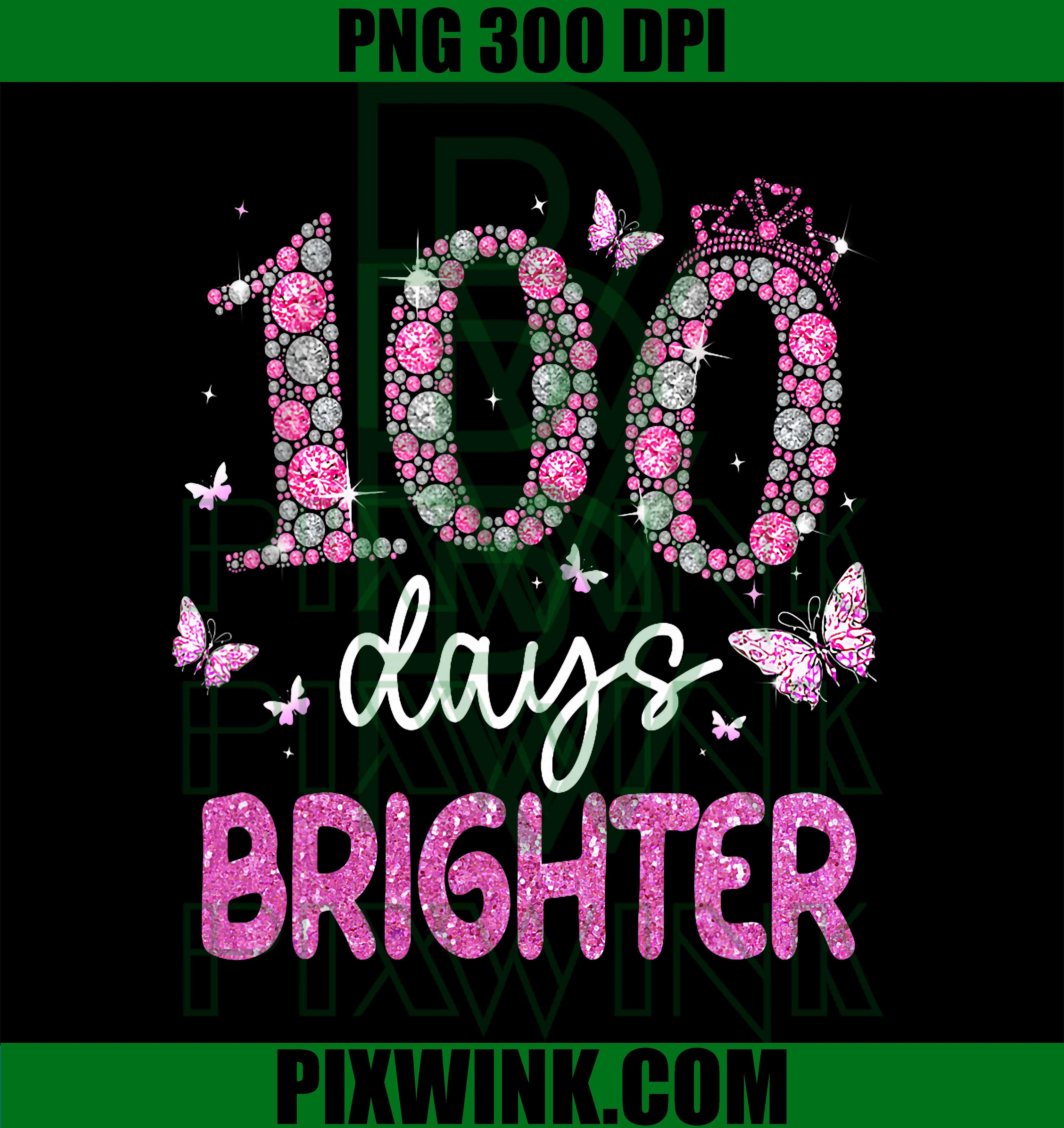 100 Days Brighter PNG, Happy 100th Day of School PNG