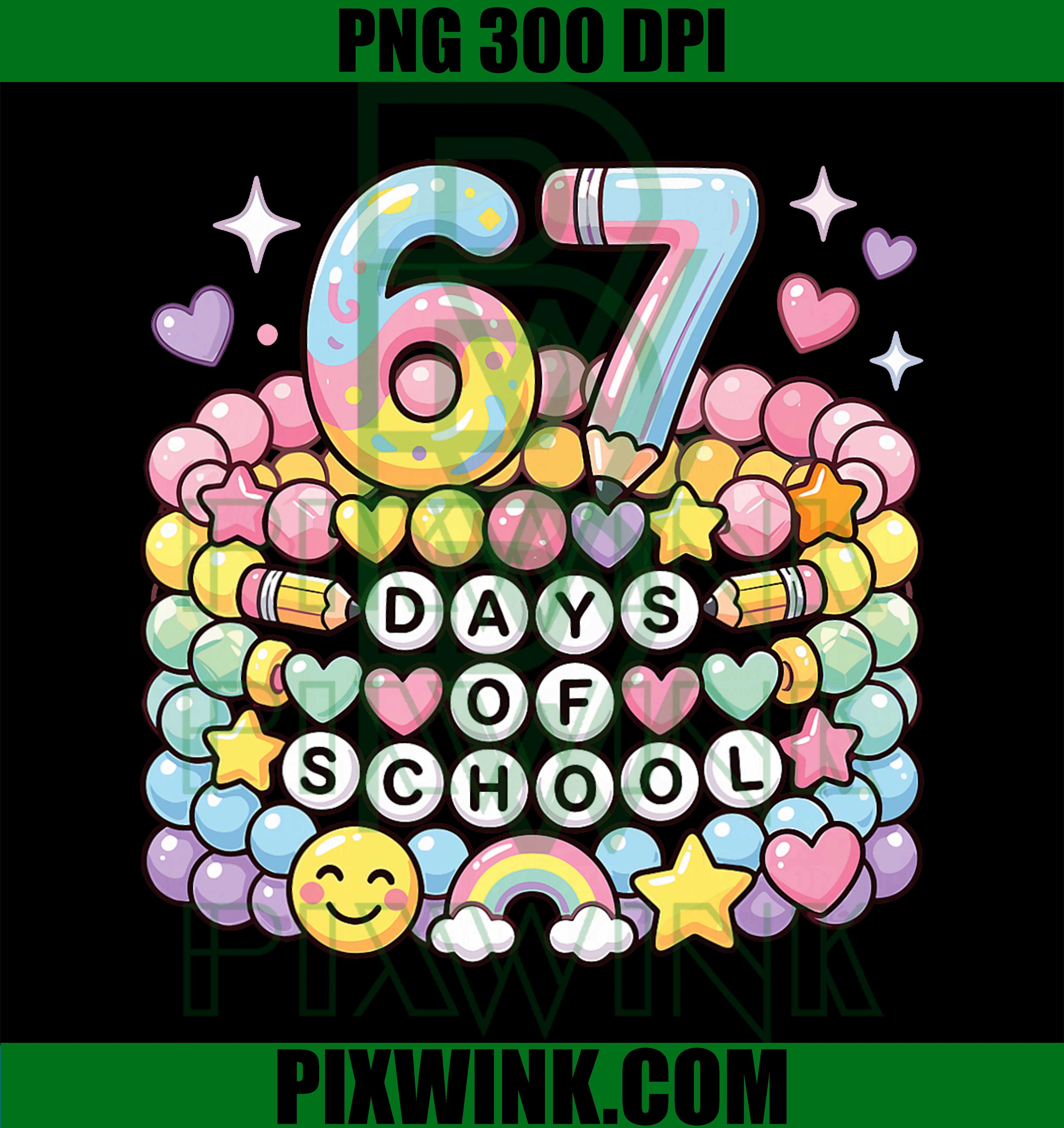 100 Days of School Friendship Bracelet Kids Girls Teacher PNG