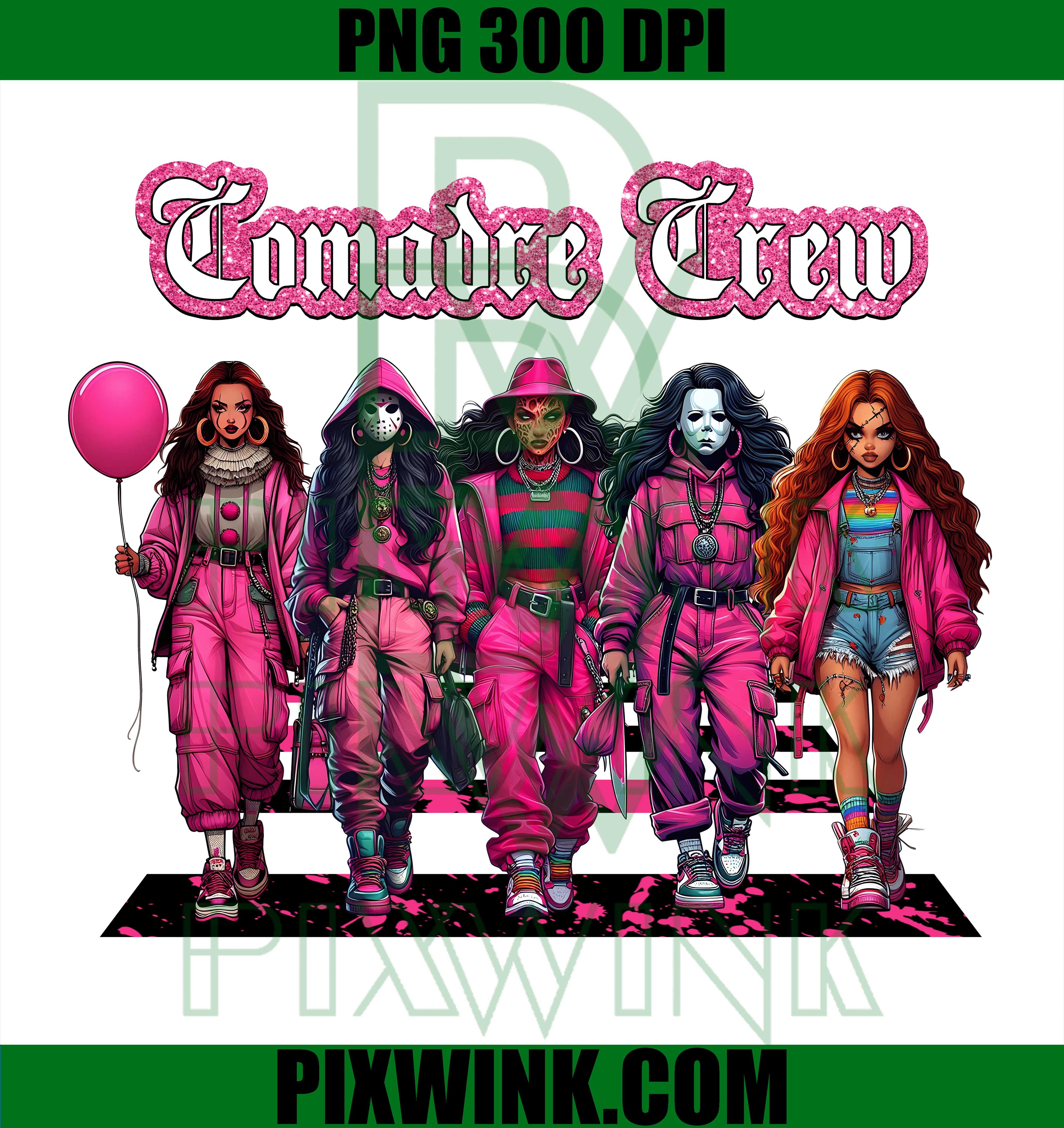 Comadre Crew Pink PNG, Horror Movie Women PNG, Pink Halloween PNG