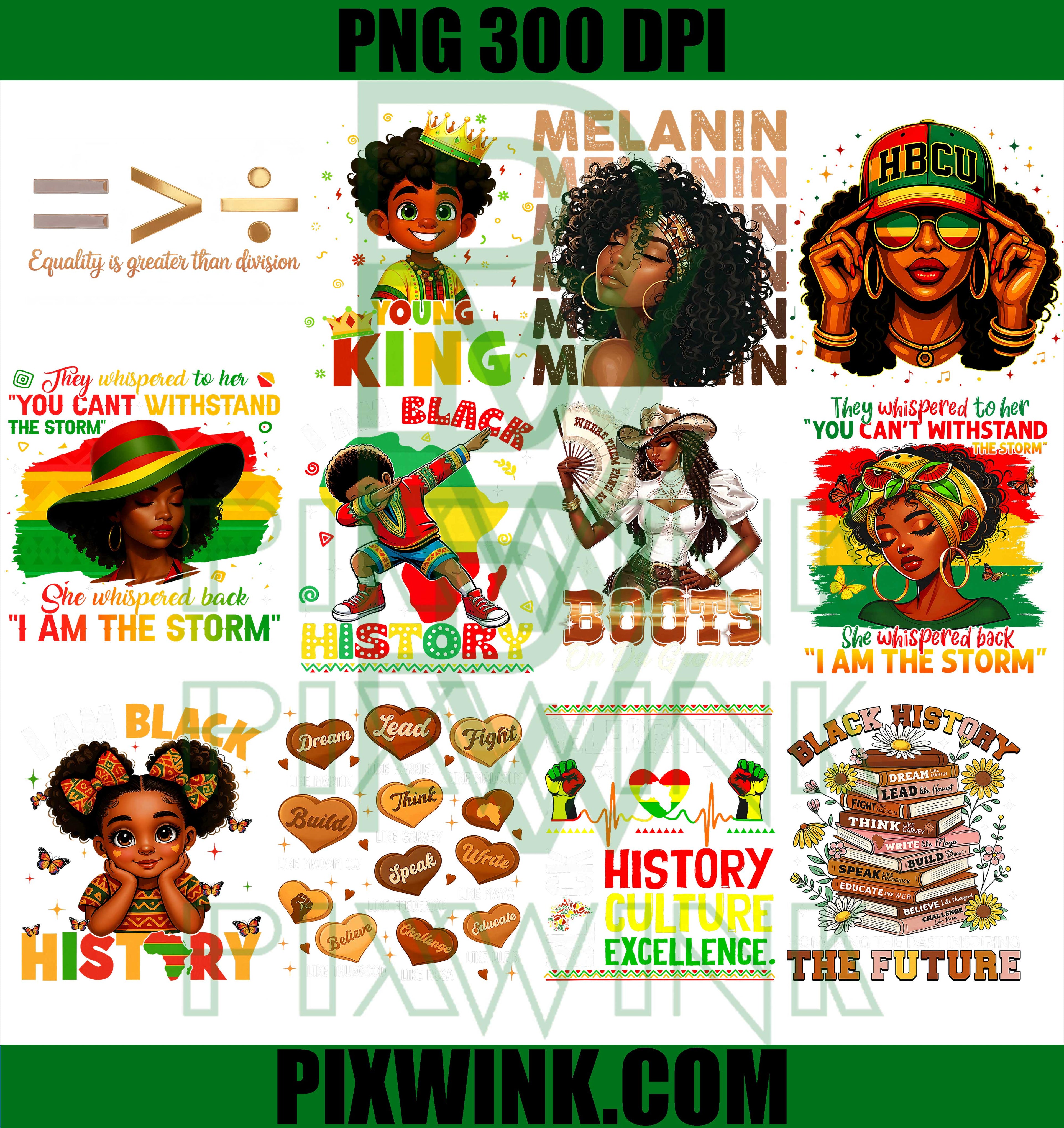 Black History Month PNG Bundle, Inspirational Digital Art