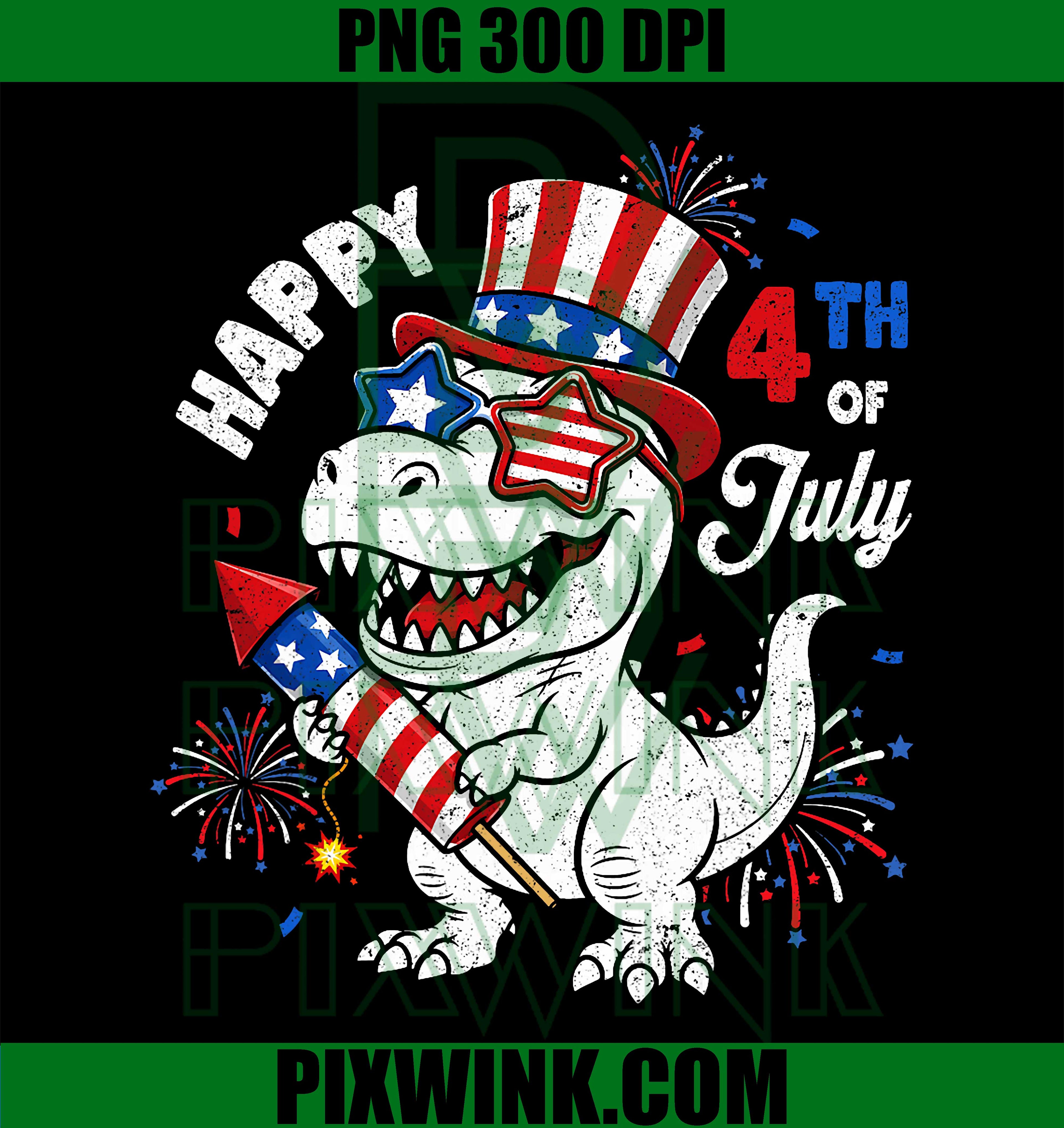 Funny 4th Of July T-Rex Dino PNG, Dinosaur Patriotic Graphic PNG