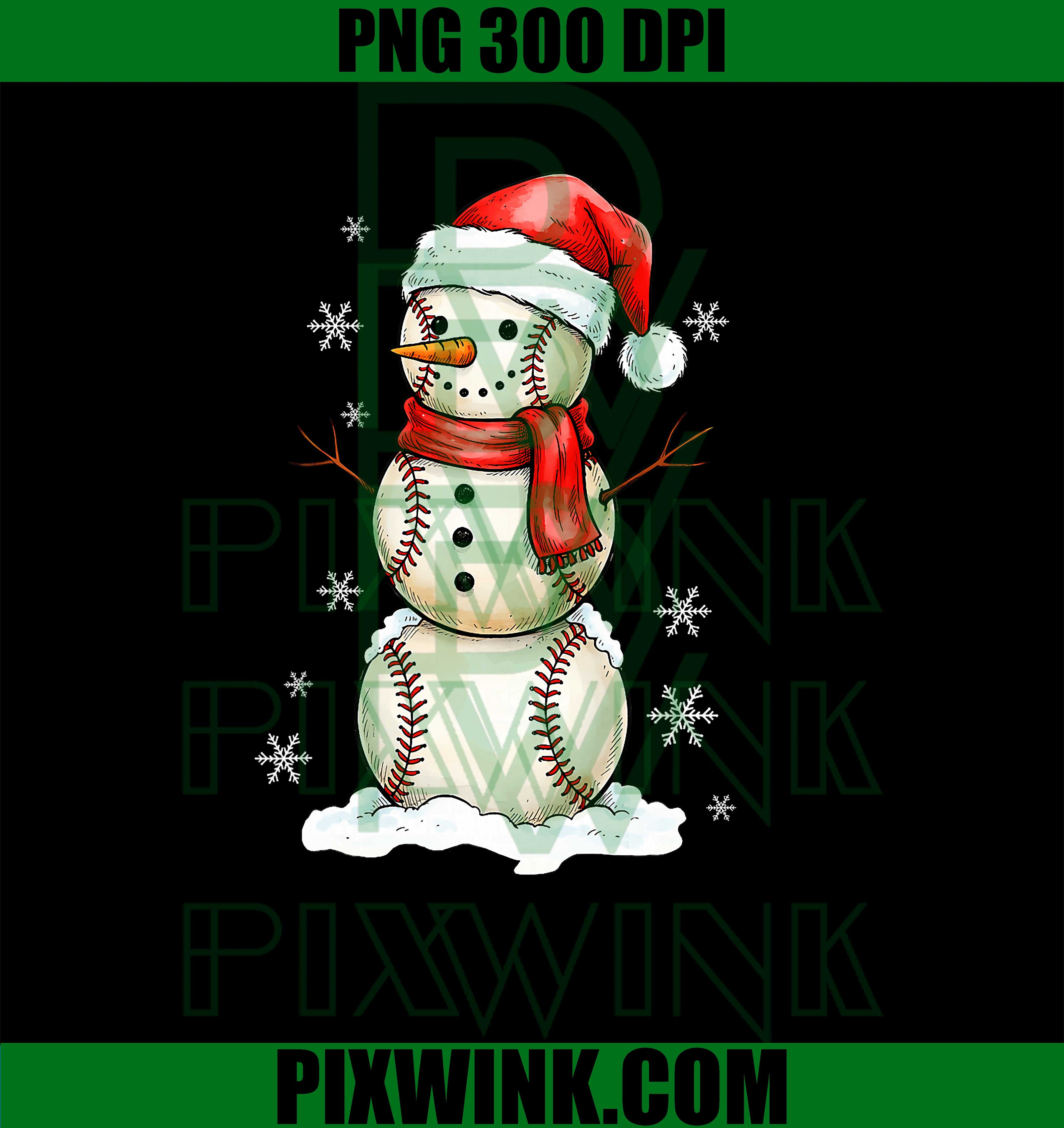 Baseball Snowman Christmas PNG,  Holiday Sports Xmas PNG