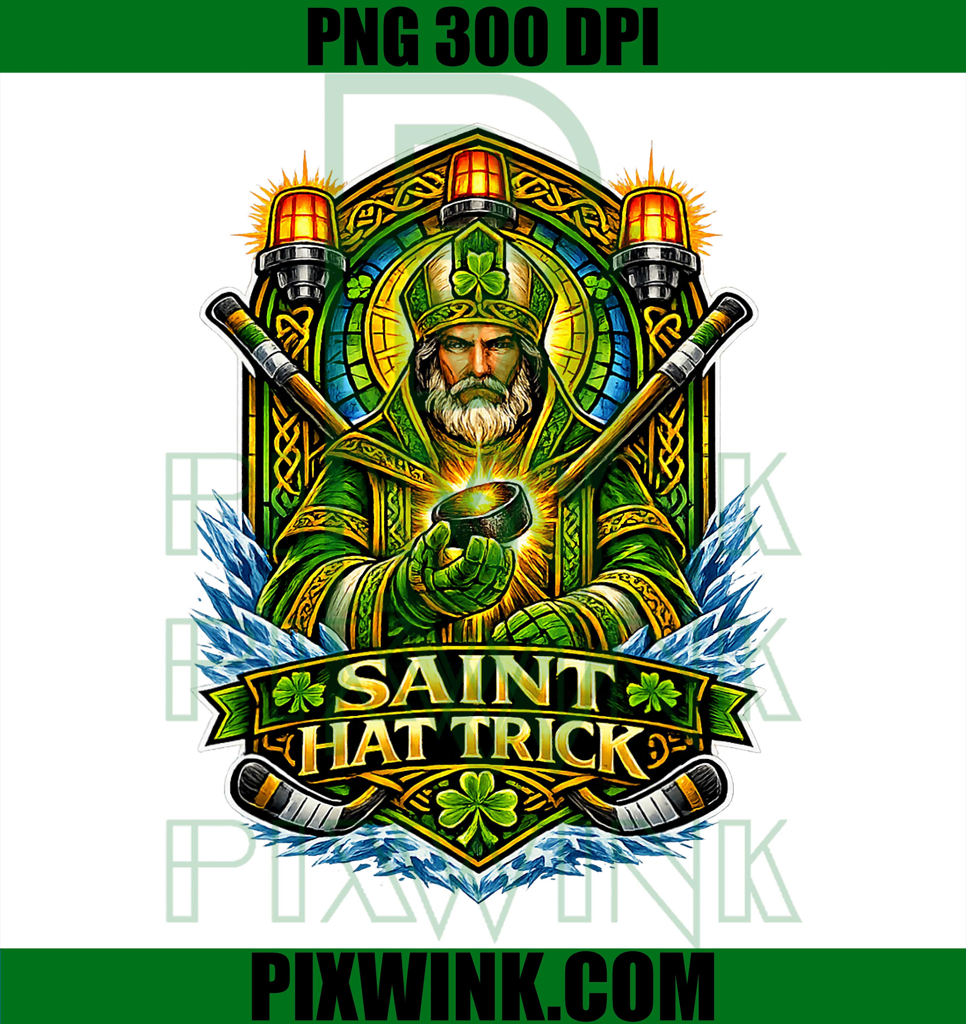 Irish Hockey Hat Trick PNG, St Patrick’s Day Hockey Shamrock Graphic PNG