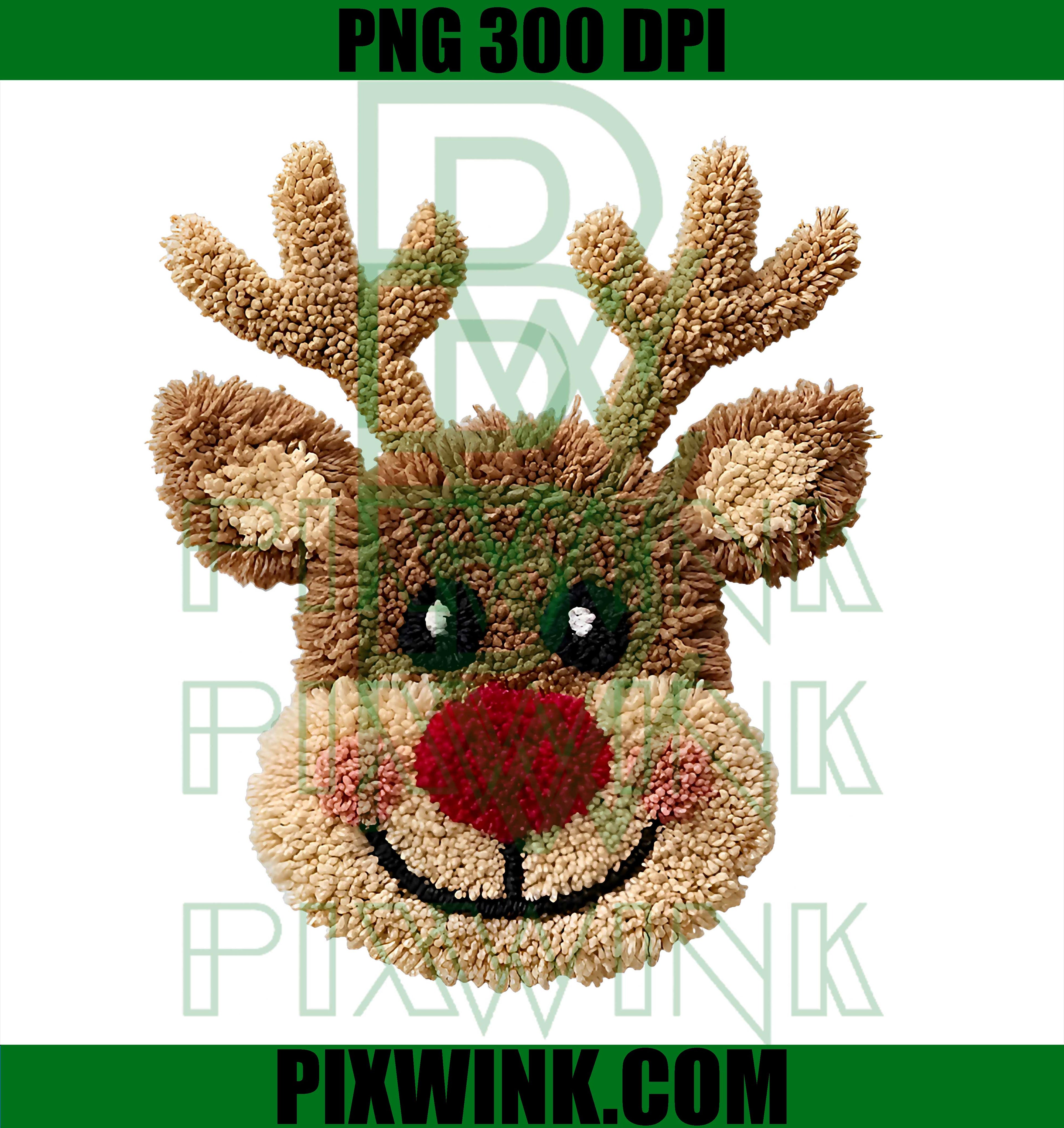 Funny Reindeer Rudolph Crochet Merry Christmas Xmas Holiday PNG