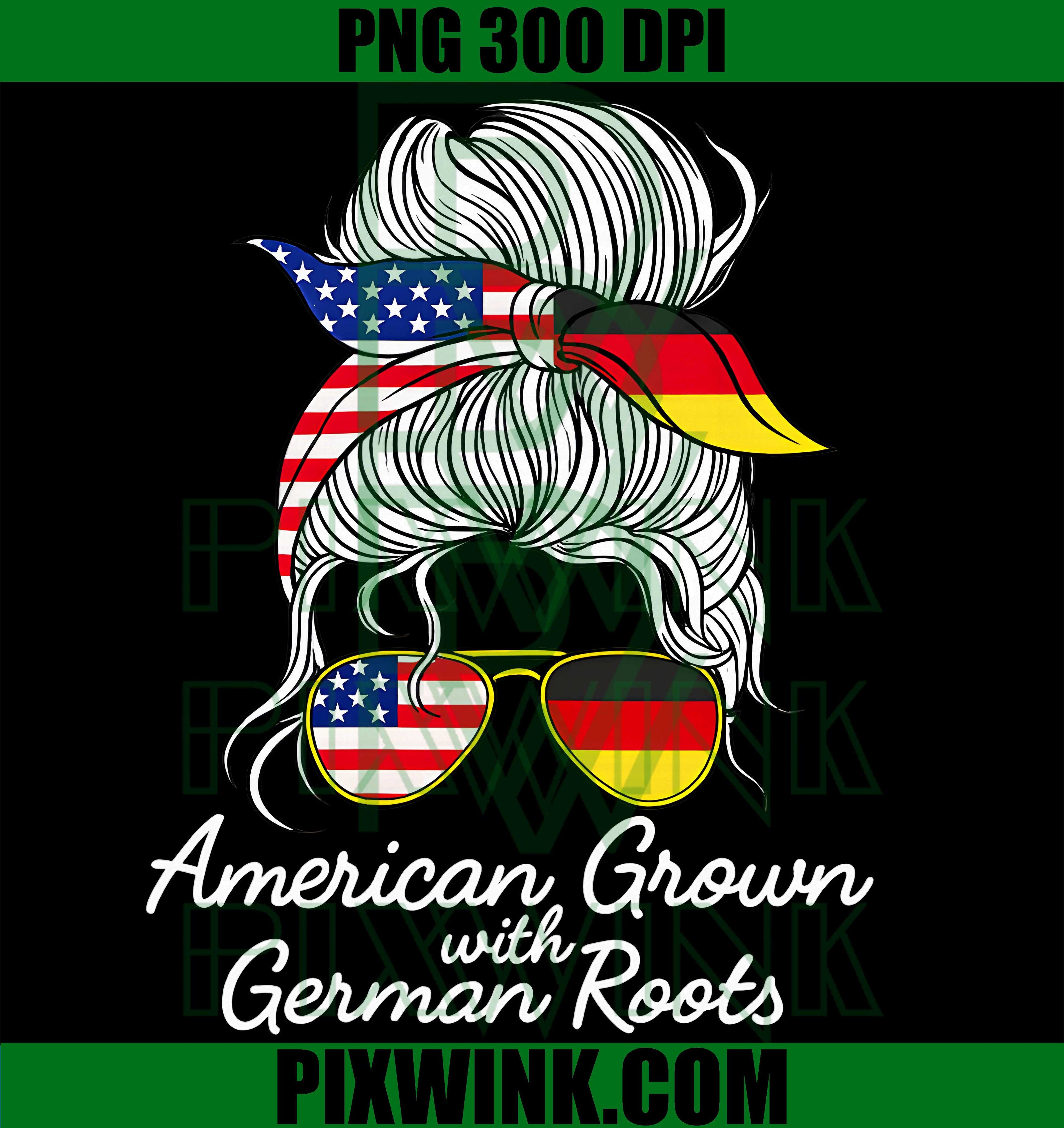 USA Germany Heritage PNG, Germany Messy Bun PNG, Patriotic Women PNG