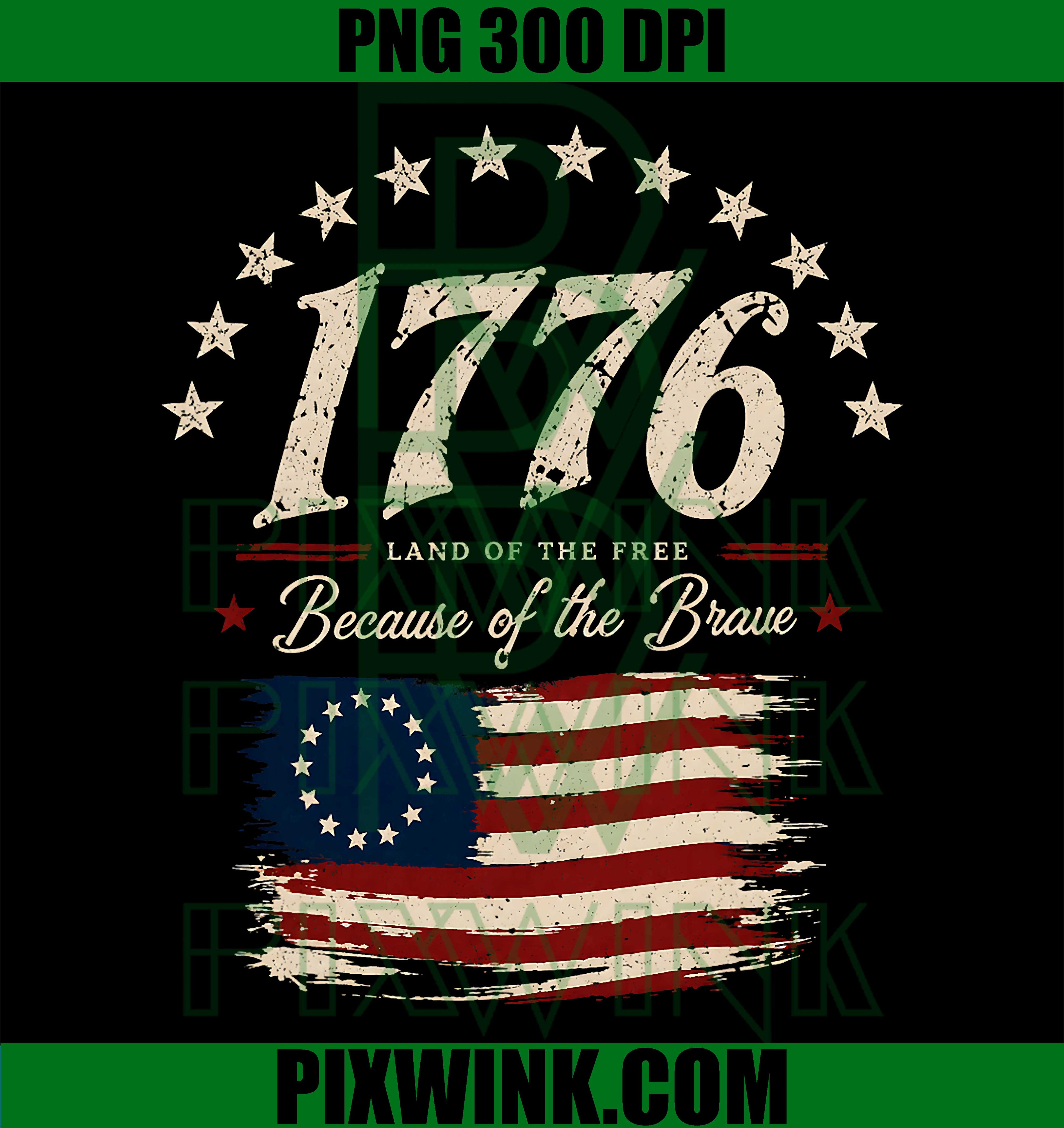 Vintage 1776 America Patriotic PNG, 4th Of July Land Of The Free PNG