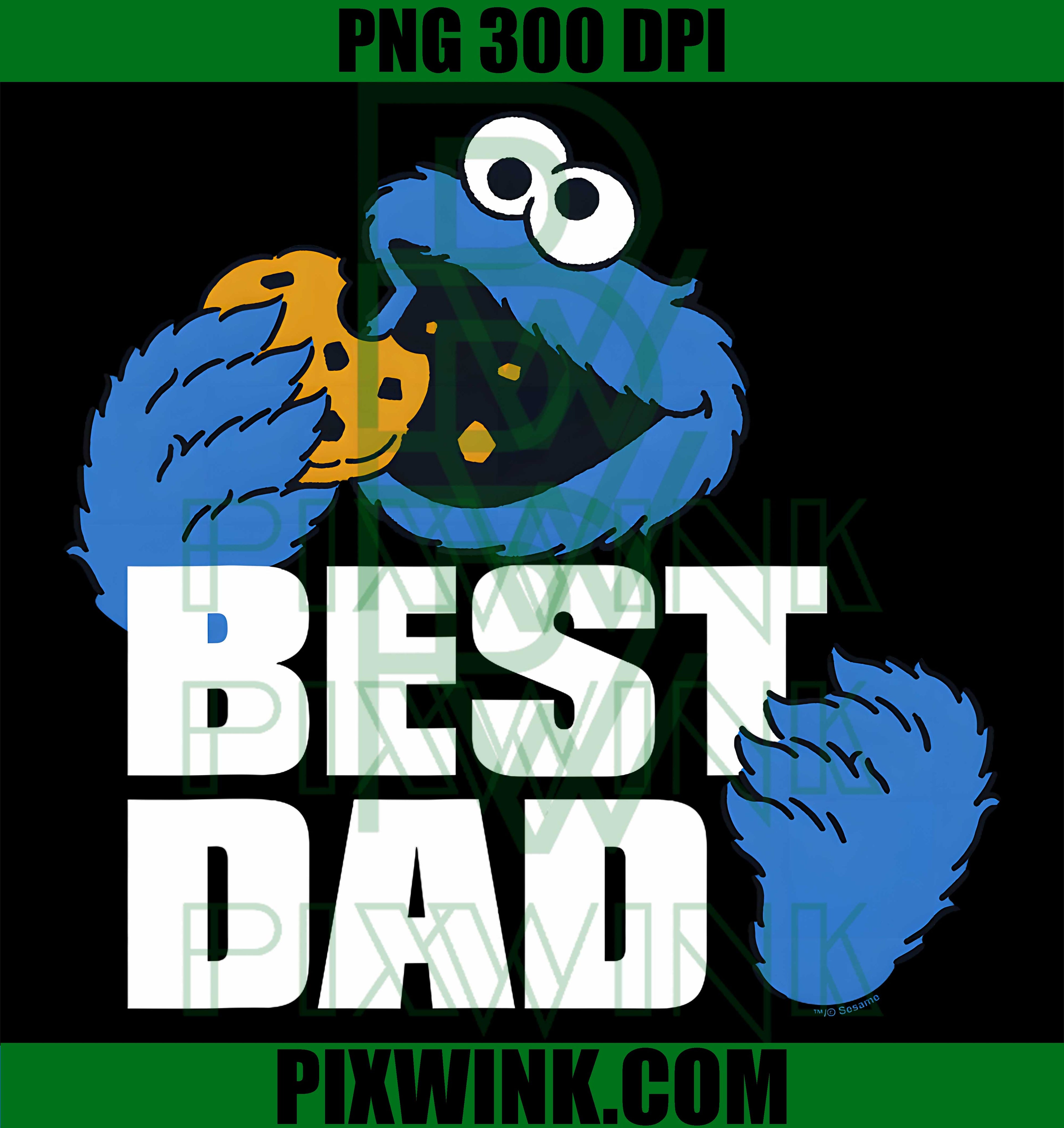 Sesame Street Fathers Day Cookie Monster PNG, Best Dad Graphic PNG