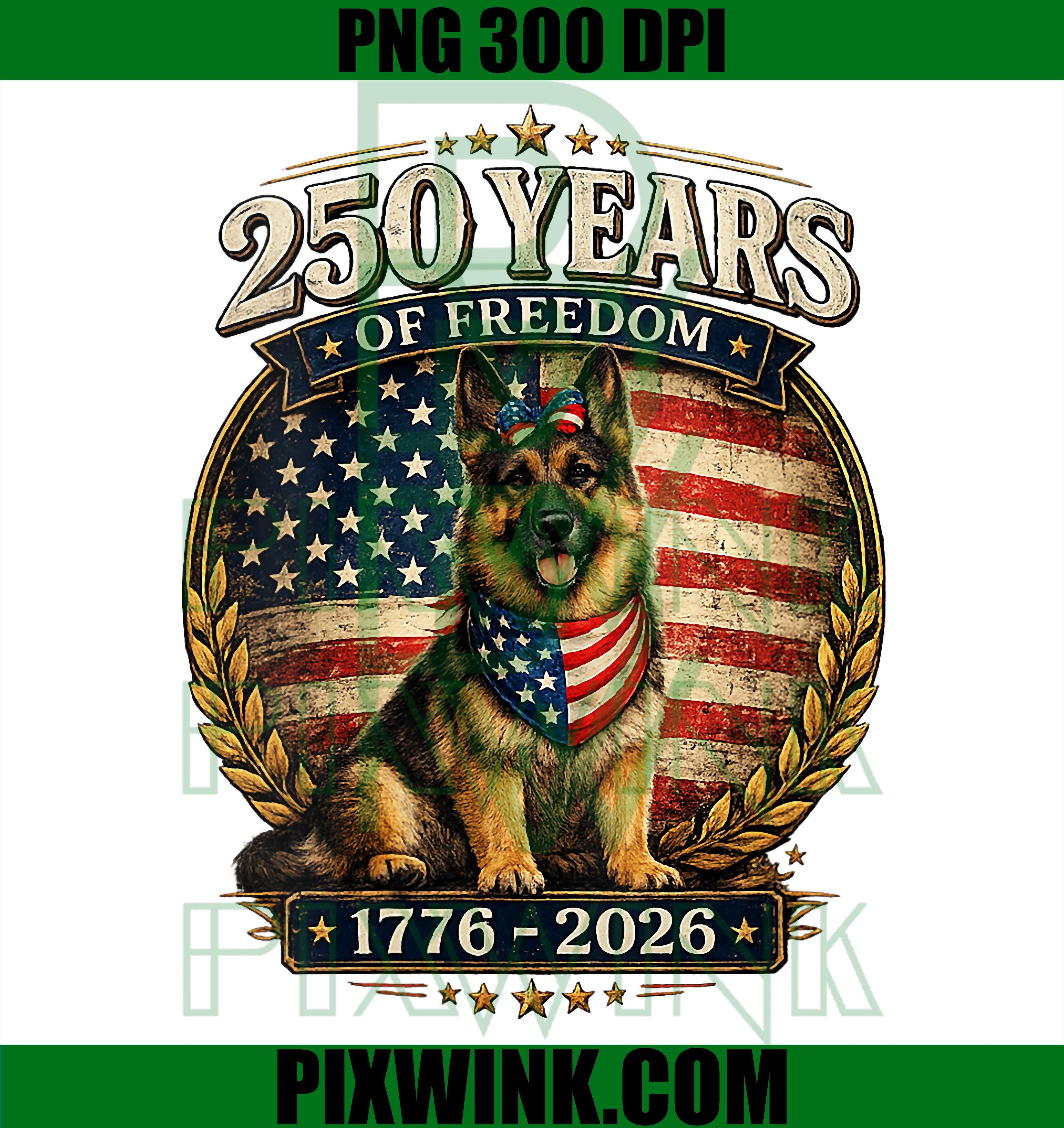 250 Years America Anniversary PNG, German Shepherd PNG