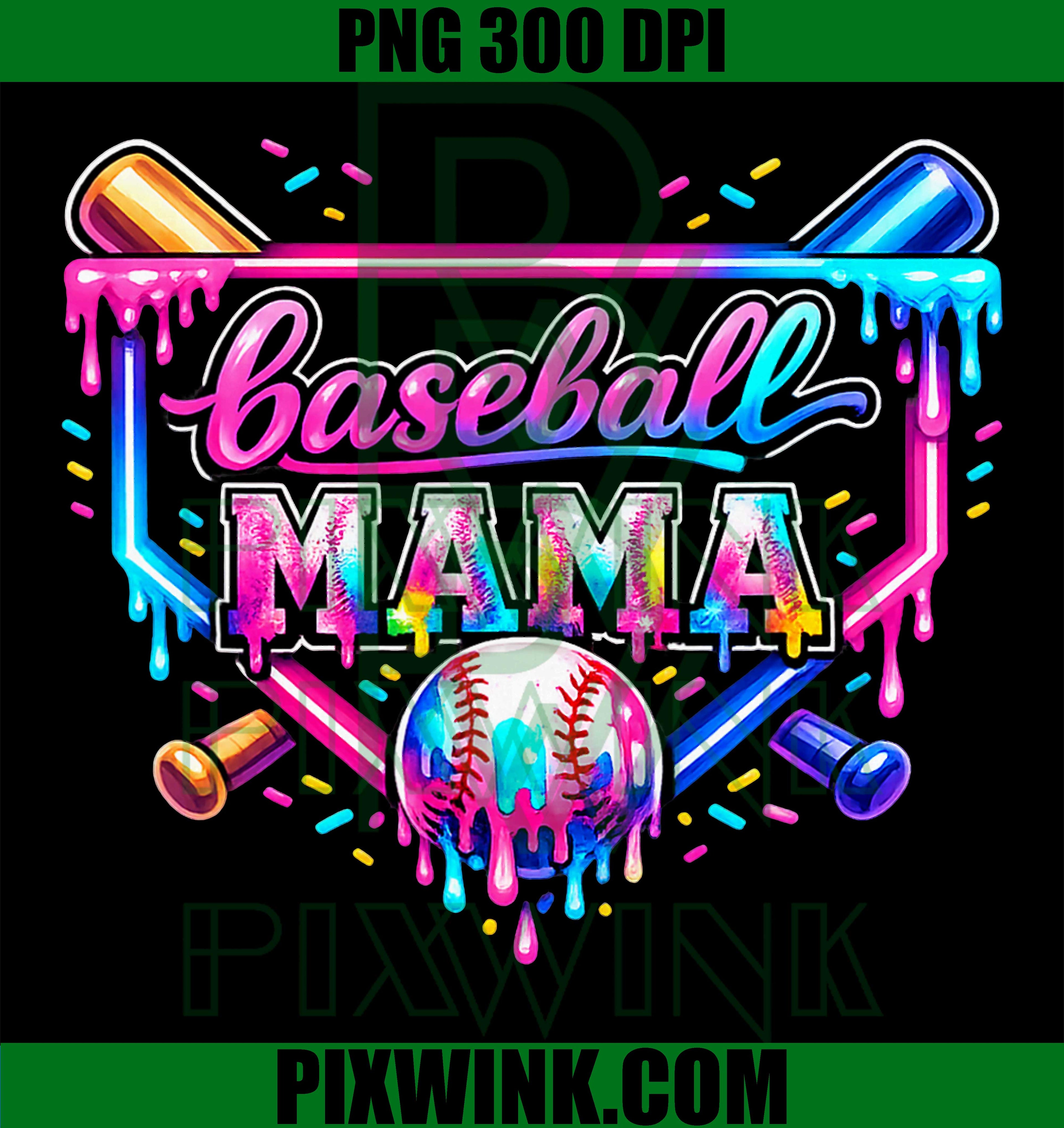Baseball Mom Drip PNG, Ice Cream Baseball Mama PNG Mother’s Day Design