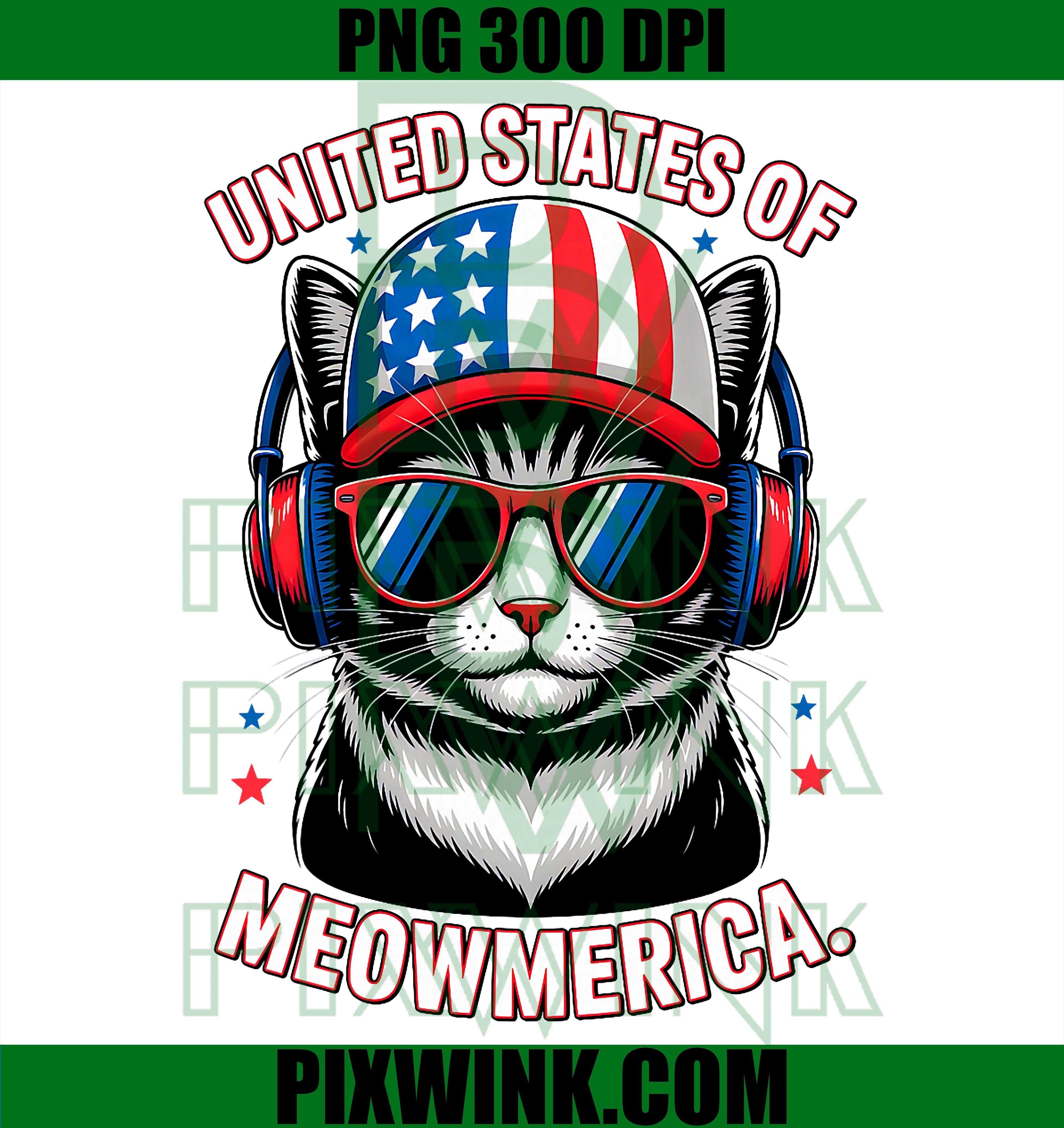 Meowmerica Cat PNG, Merica Patriotic USA Flag PNG