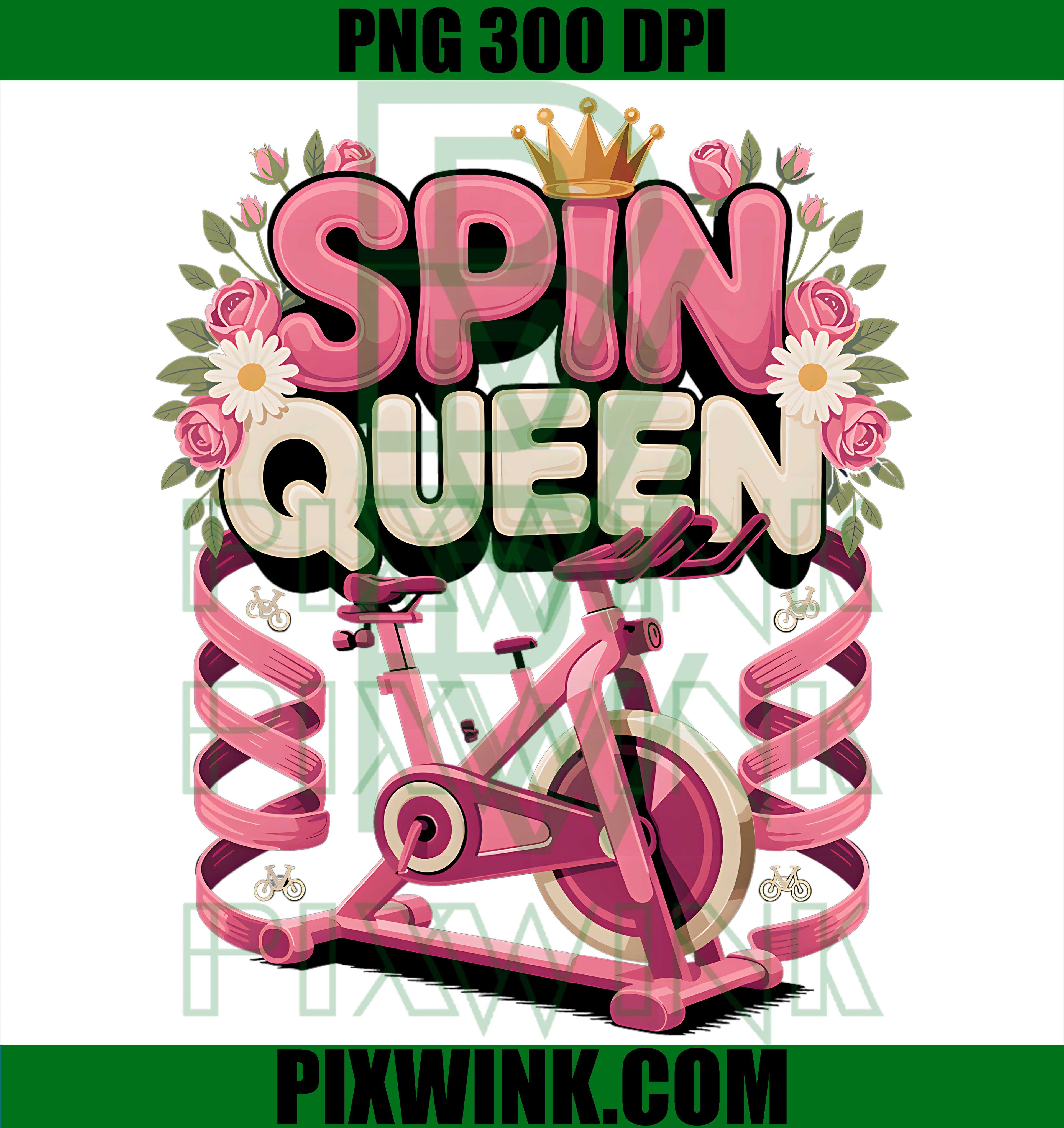 Spin Queen Spin Class Indoor Cycling PNG, Fitness Workout Graphic