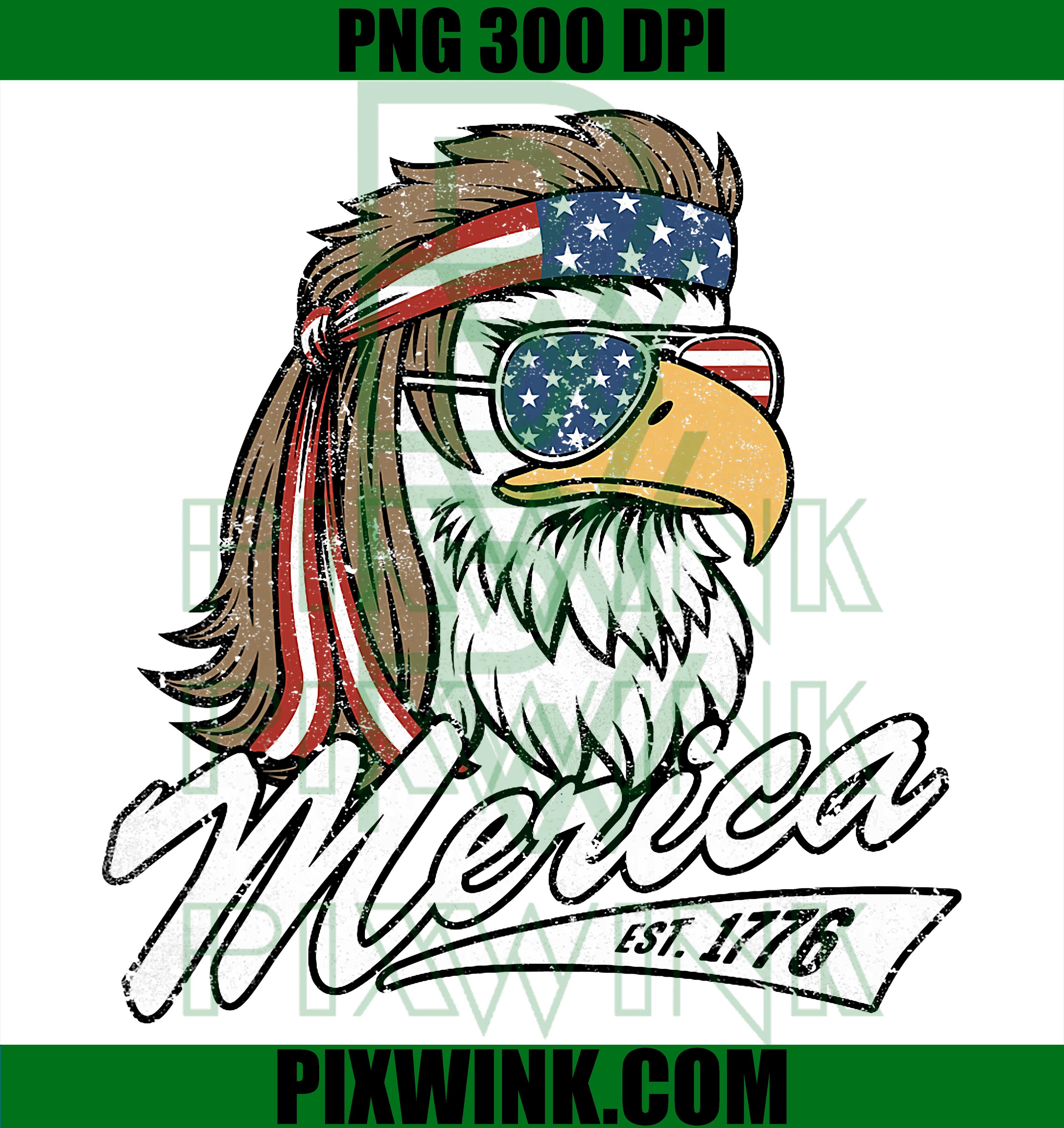 Merica Eagle USA PNG, Vintage American Flag Funny PNG