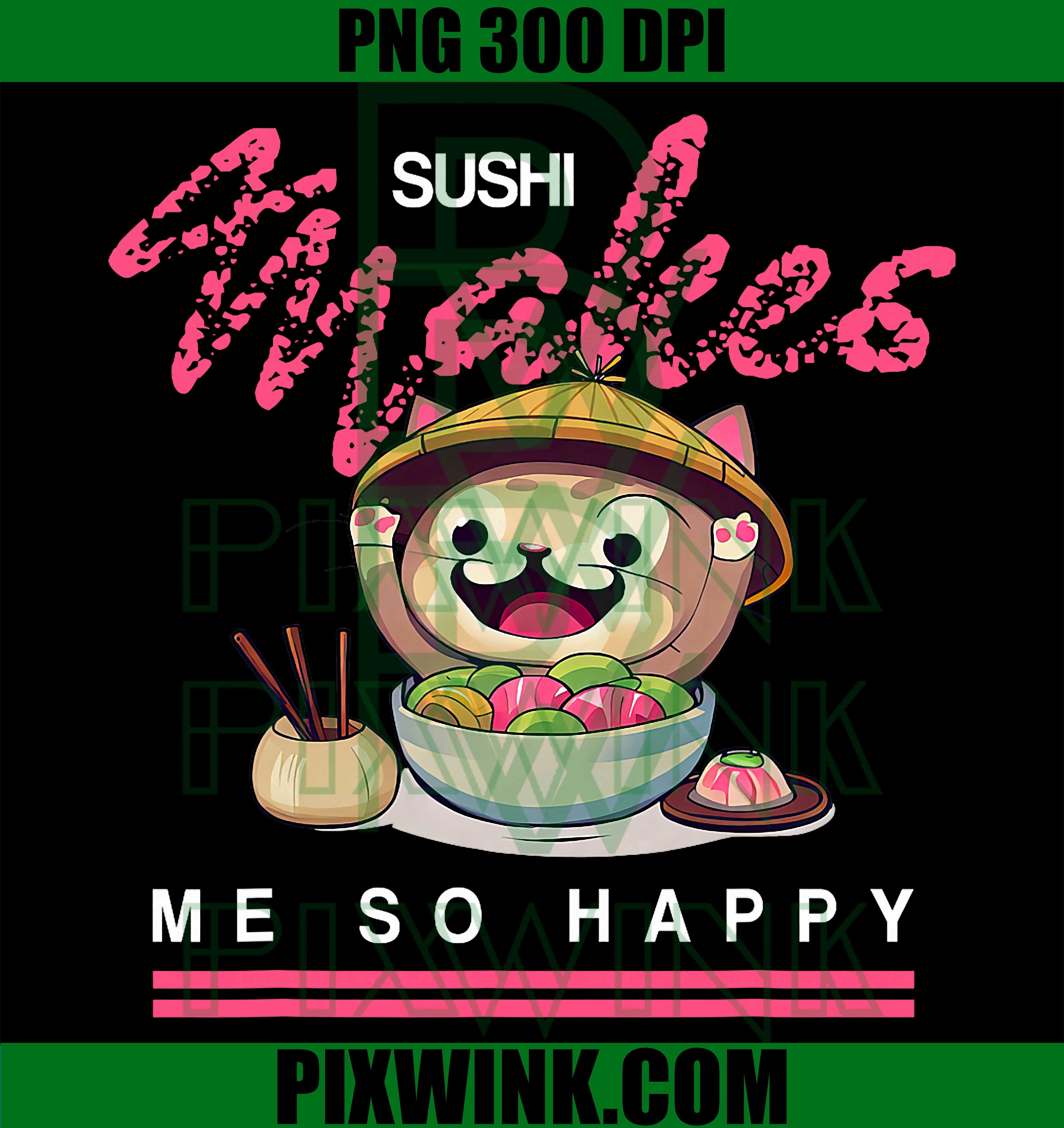 Sushi Cat Happy PNG, Funny Cat Sushi PNG