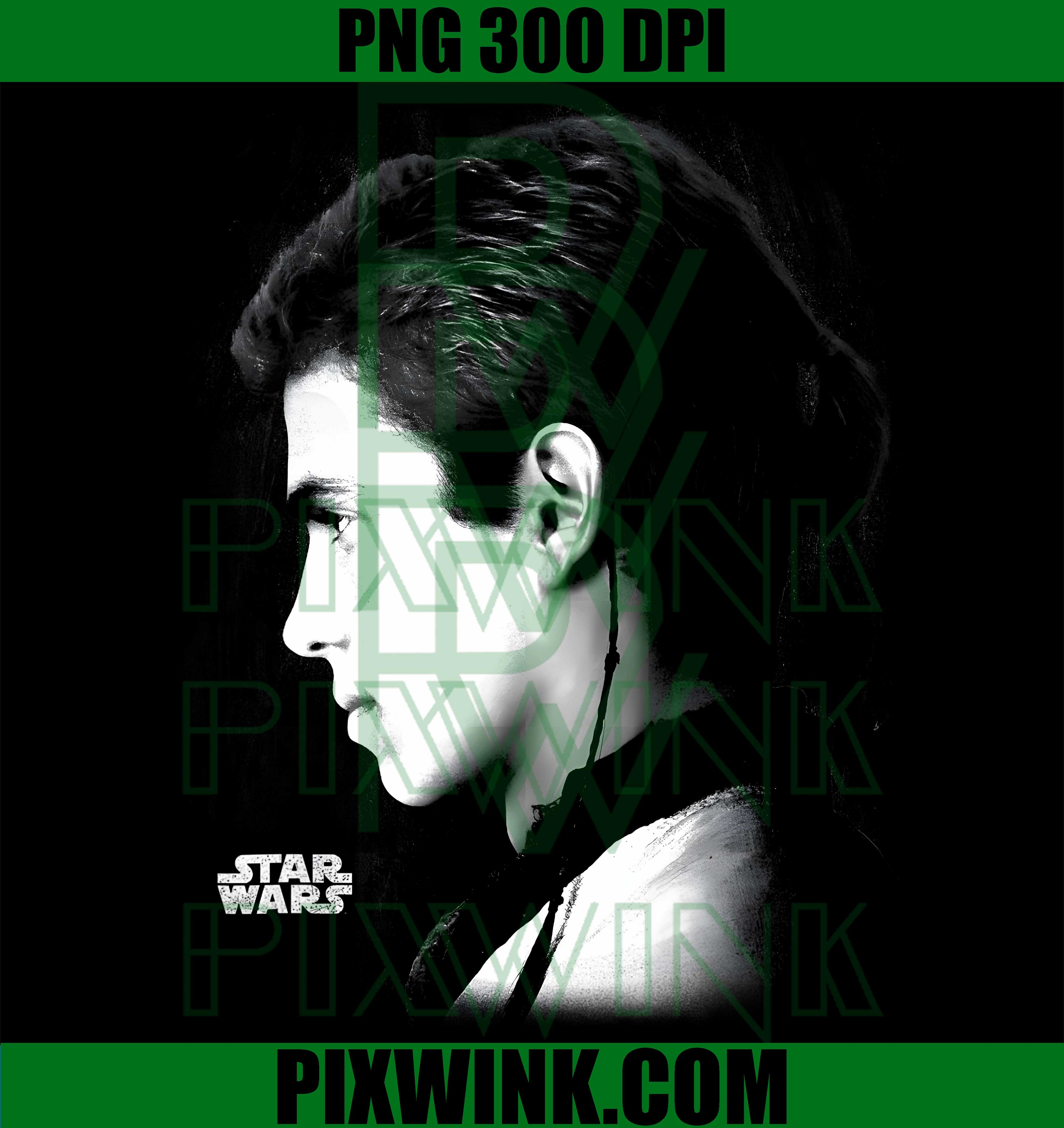 Star Wars Ep II Anakin Black & White Side Profile Portrait PNG, Movie Graphic