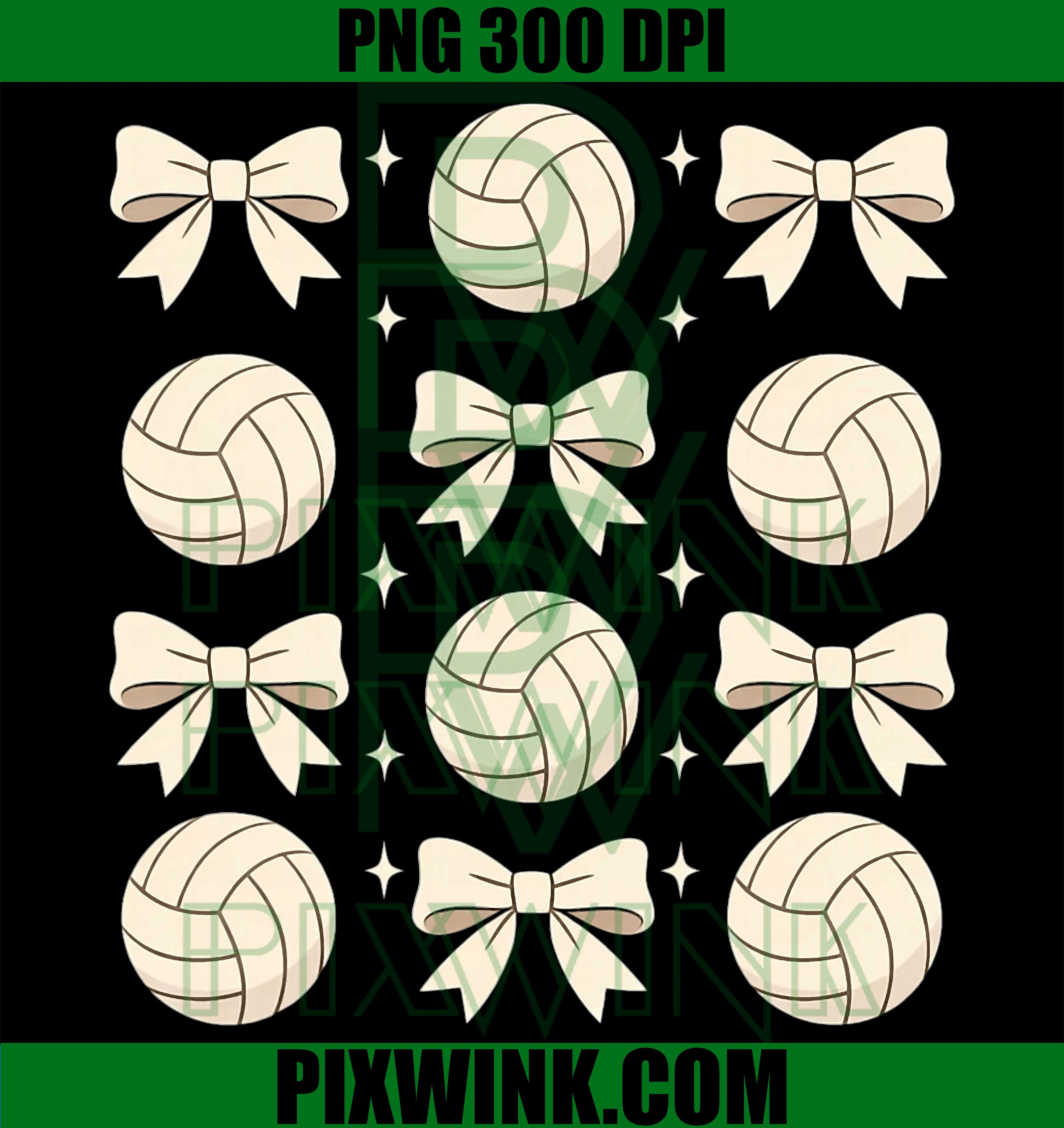 Volleyball Bow Pattern PNG, Aesthetic Sports Design PNG