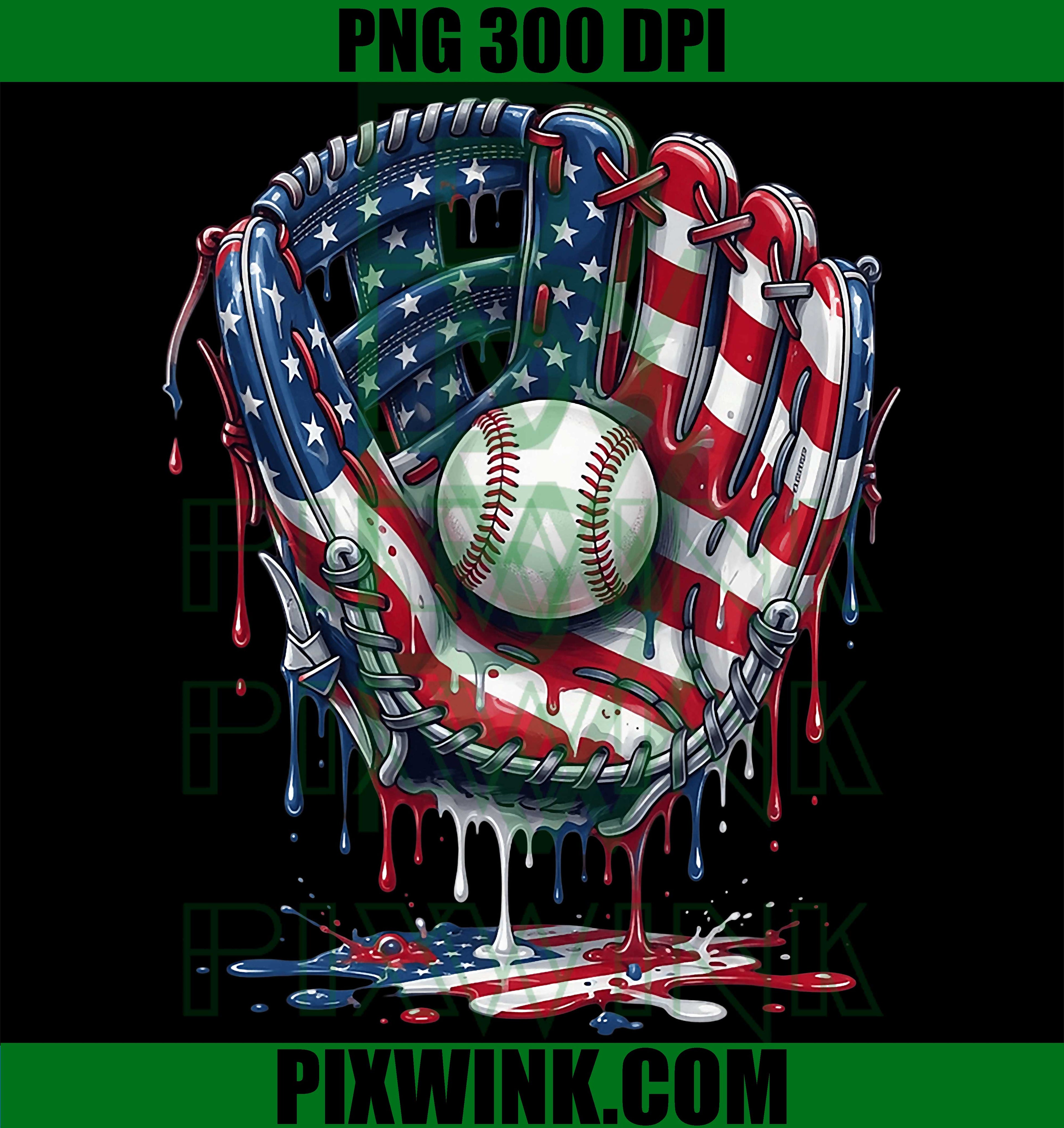 Baseball Drip American Flag PNG, 4th Of July Baseball PNG