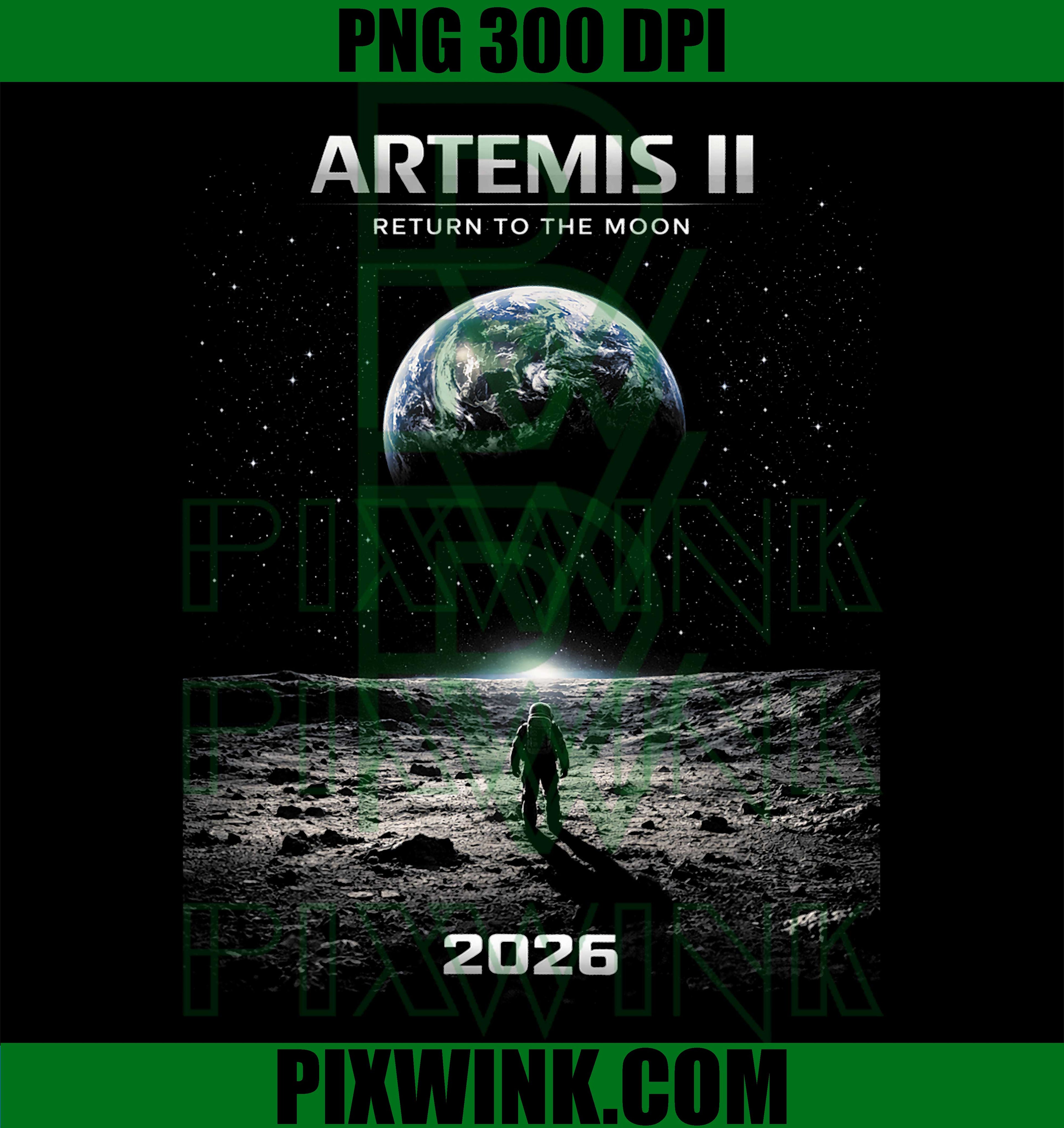 Artemis Astronaut 2026 PNG, Moon Mission Rocket Artemis 2 Design PNG