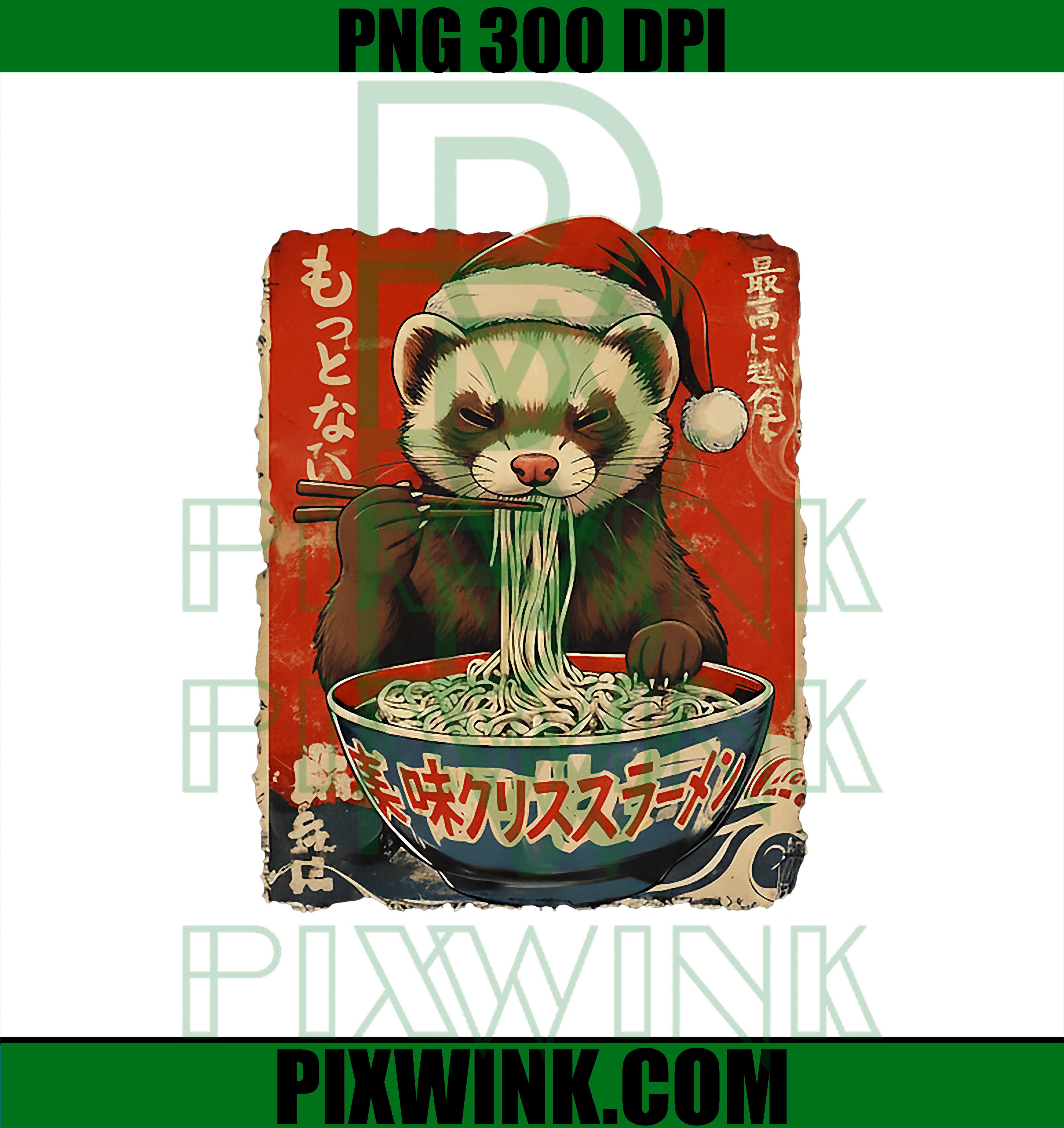 Ferret Eating Ramen Noodles PNG
