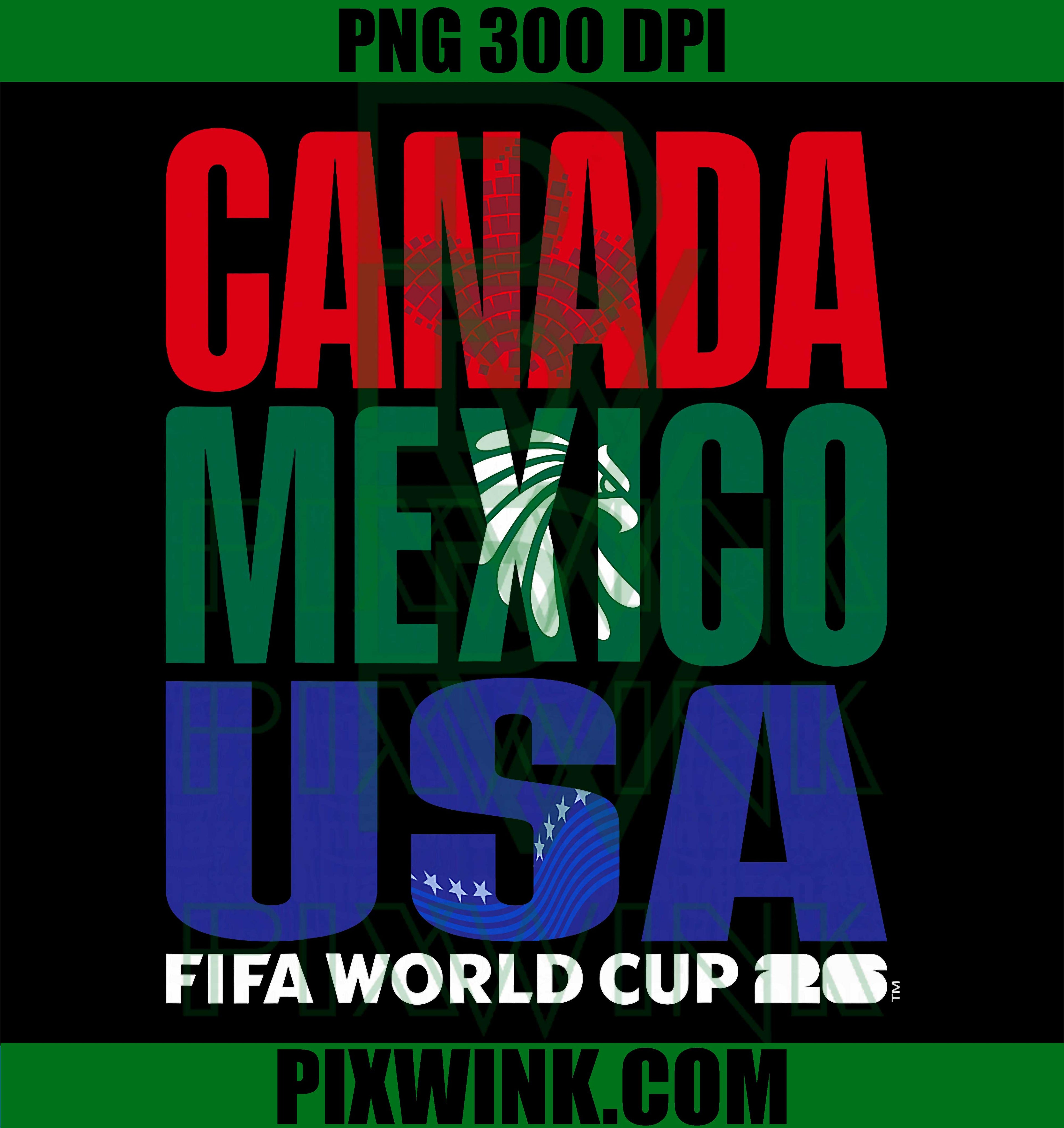 FIFA World CUP26 Host Country Banner PNG, WC 2026 Soccer Typography Designs