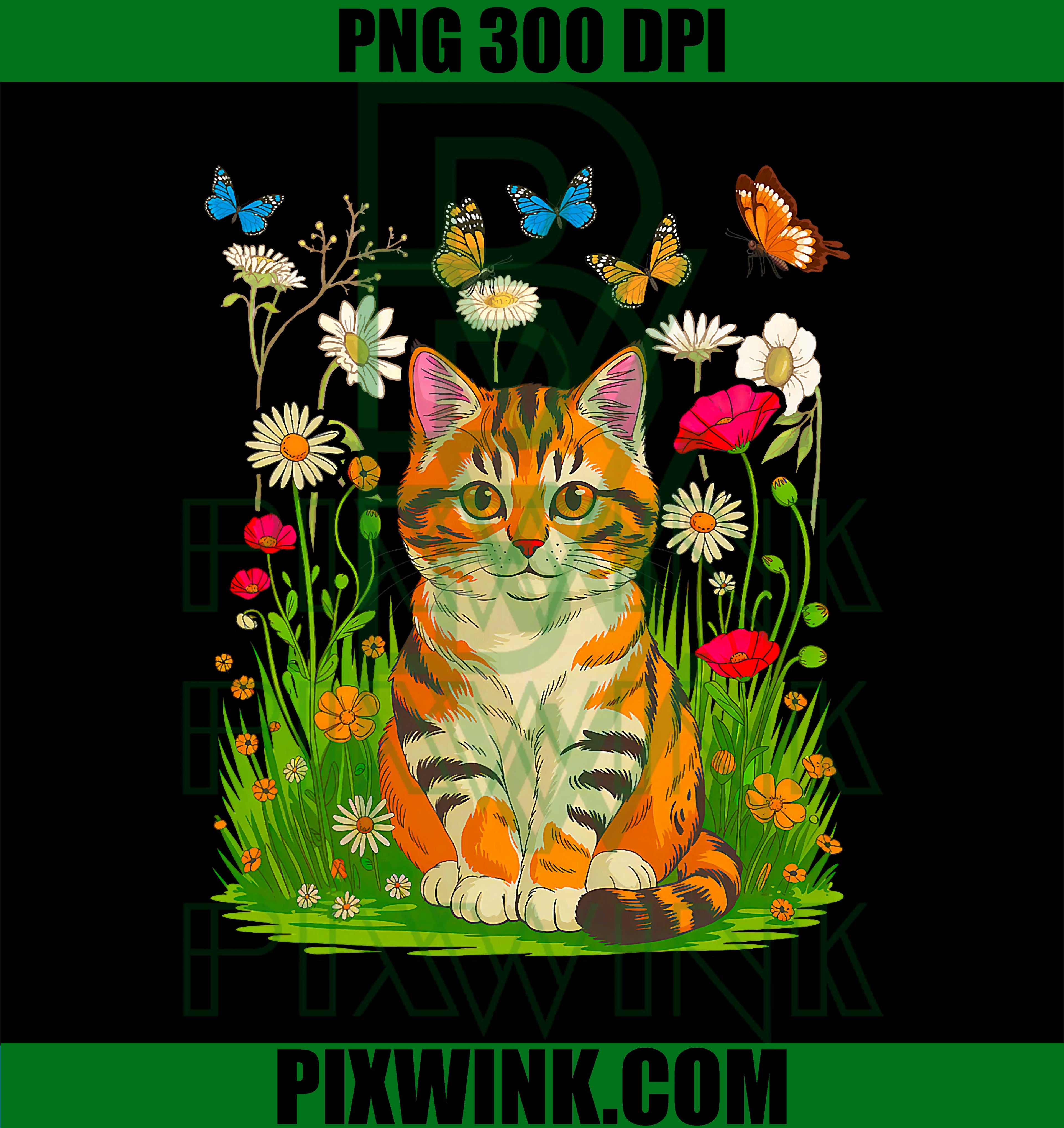 Cat Flower, Cute Floral Kitten PNG
