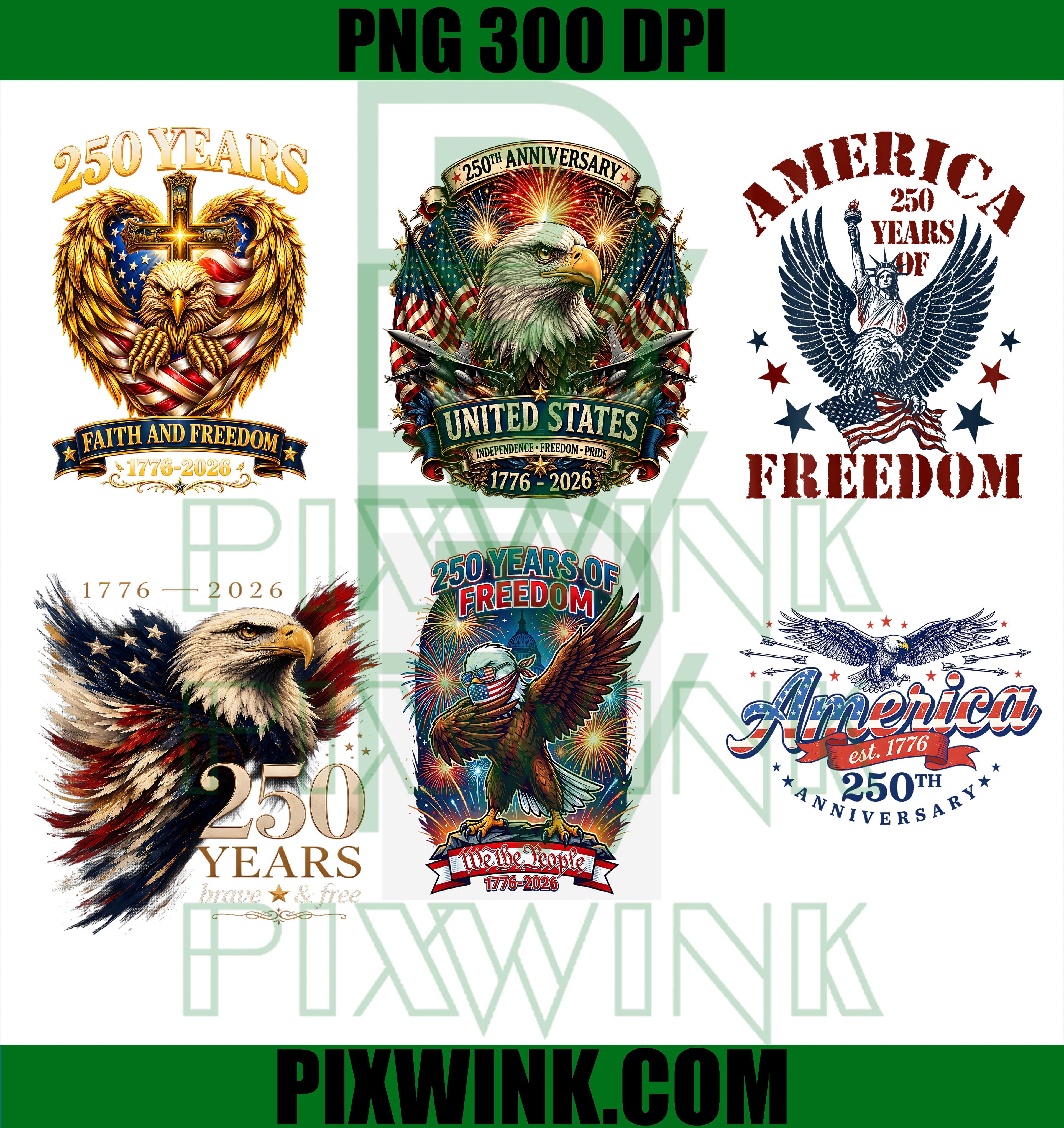 America 250th Anniversary Eagle Bundle PNG, Patriotic Faith And Freedom PNG