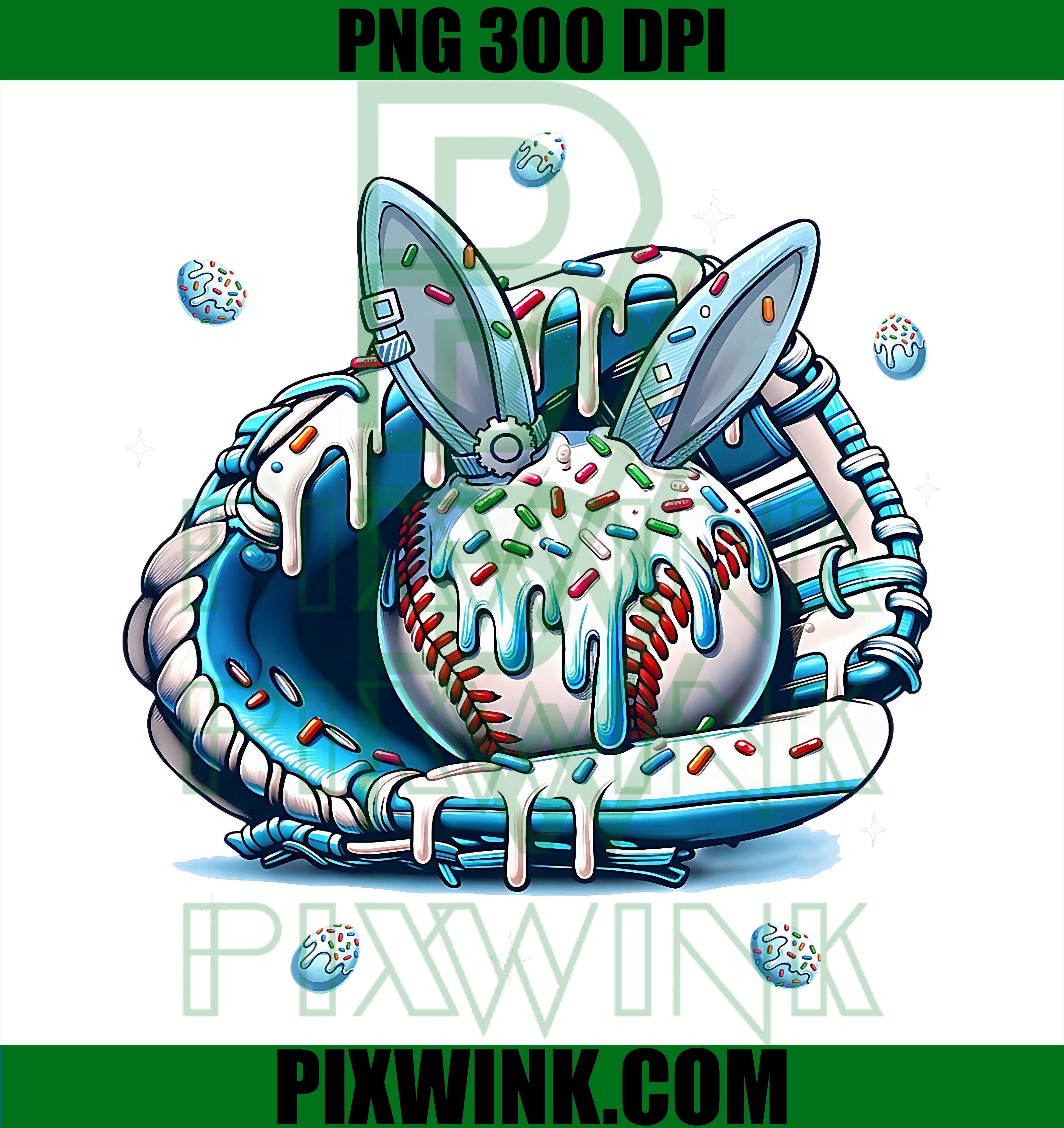 Happy Easter Baseball PNG, Bunny Player Sports PNG, Kids Easter Baseball PNG