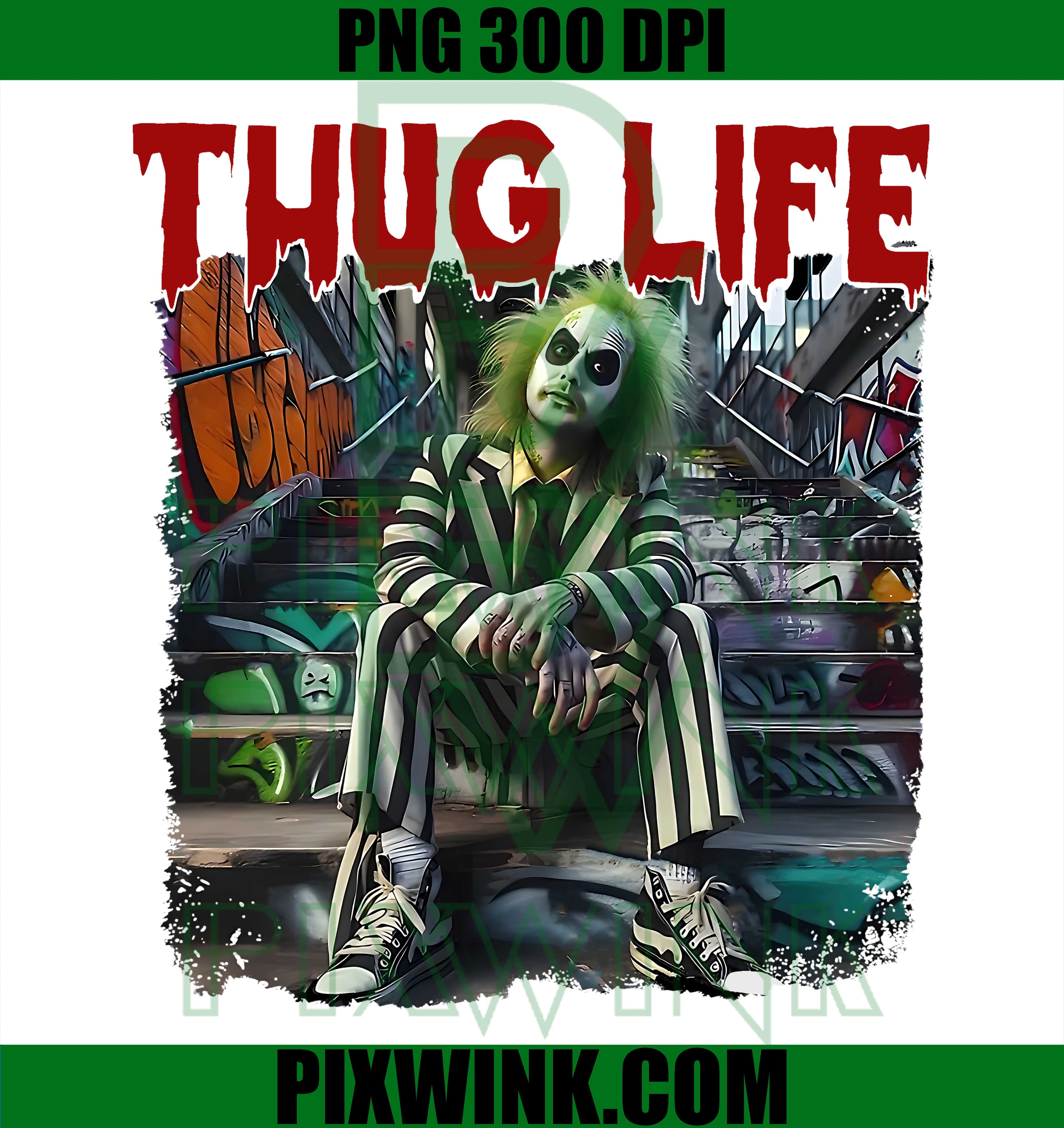 Beetlejuice Thug Life PNG, Gangsta Beetlejuice PNG, Horror Movie PNG