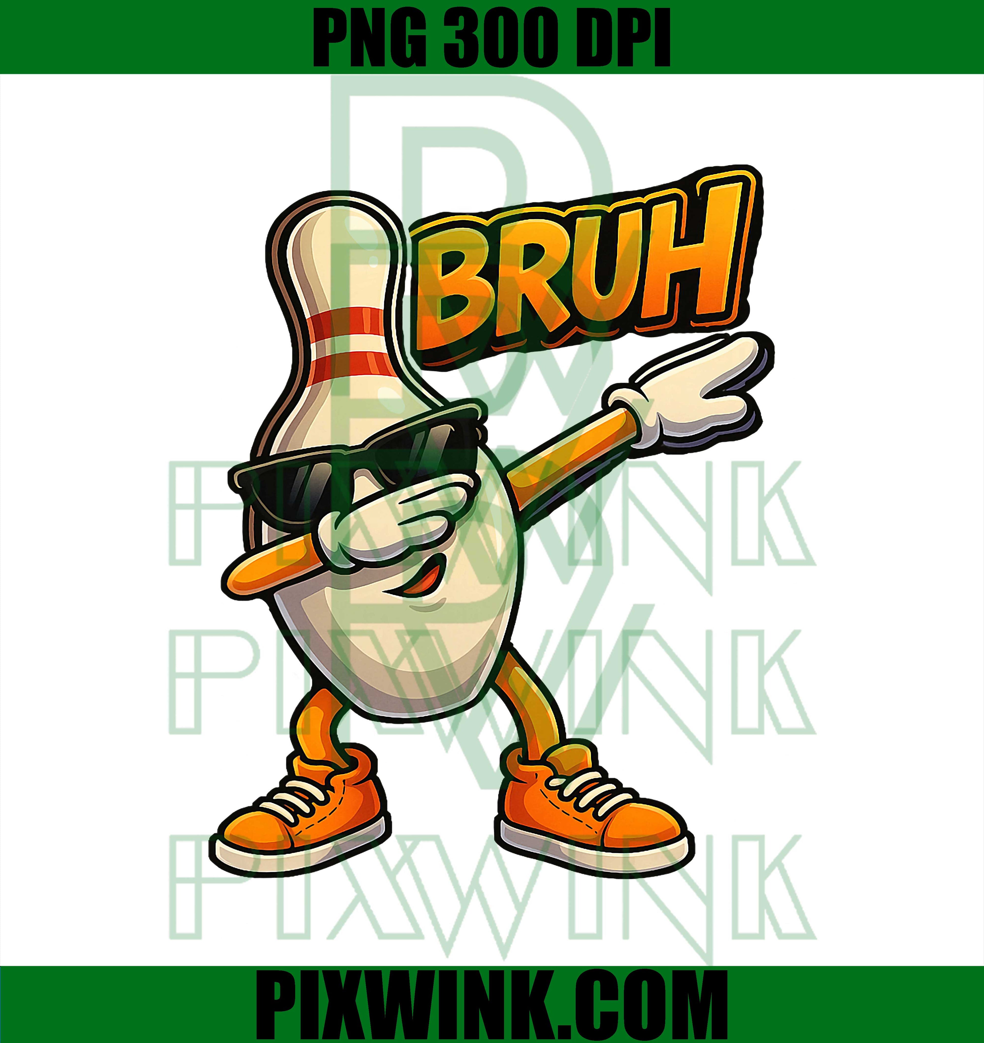 Bruh Bowling Pin PNG, Funny Dabbing Bowling Meme PNG