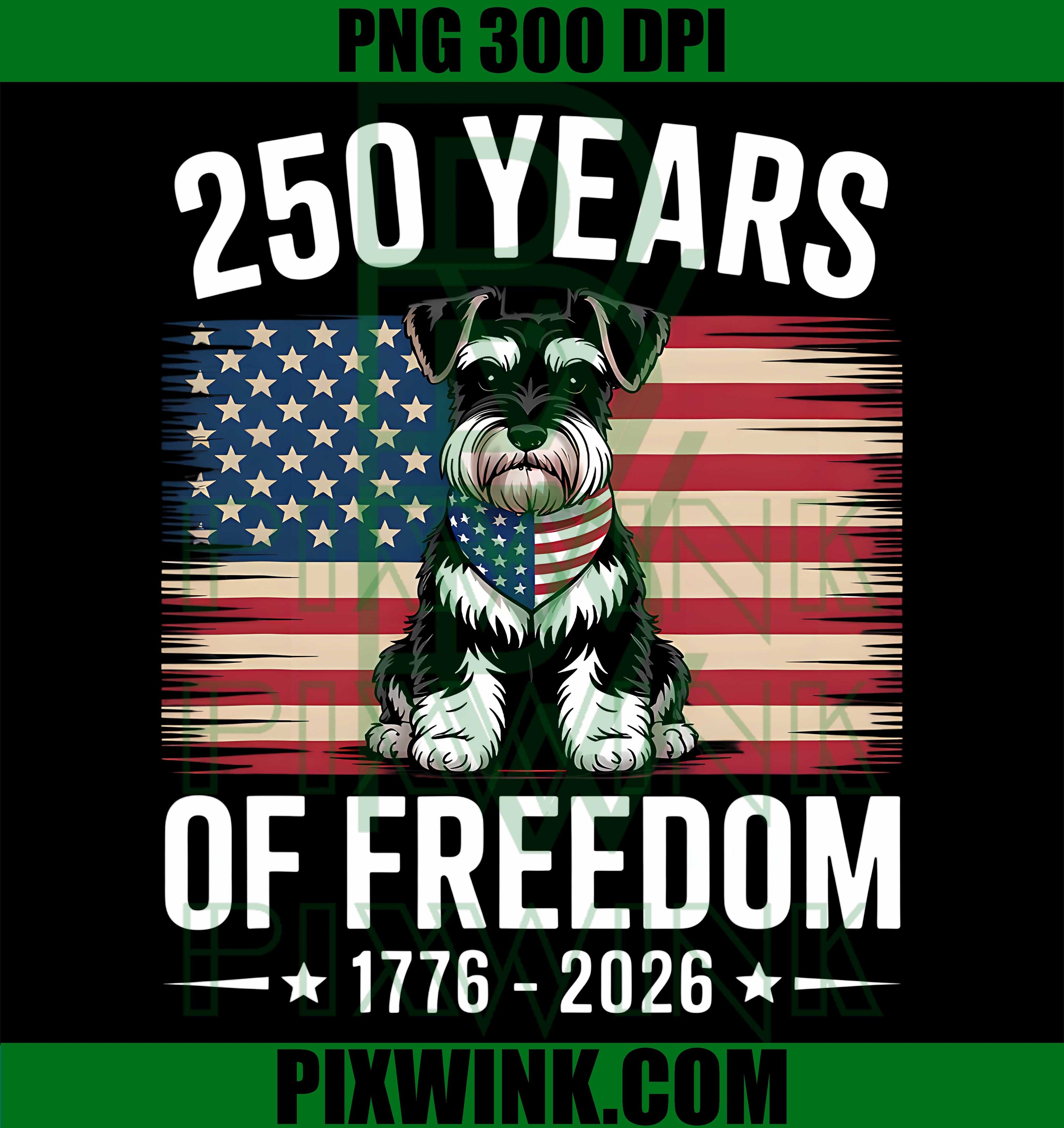 Miniature Schnauzer PNG, 250 Years USA PNG, Patriotic Dog PNG