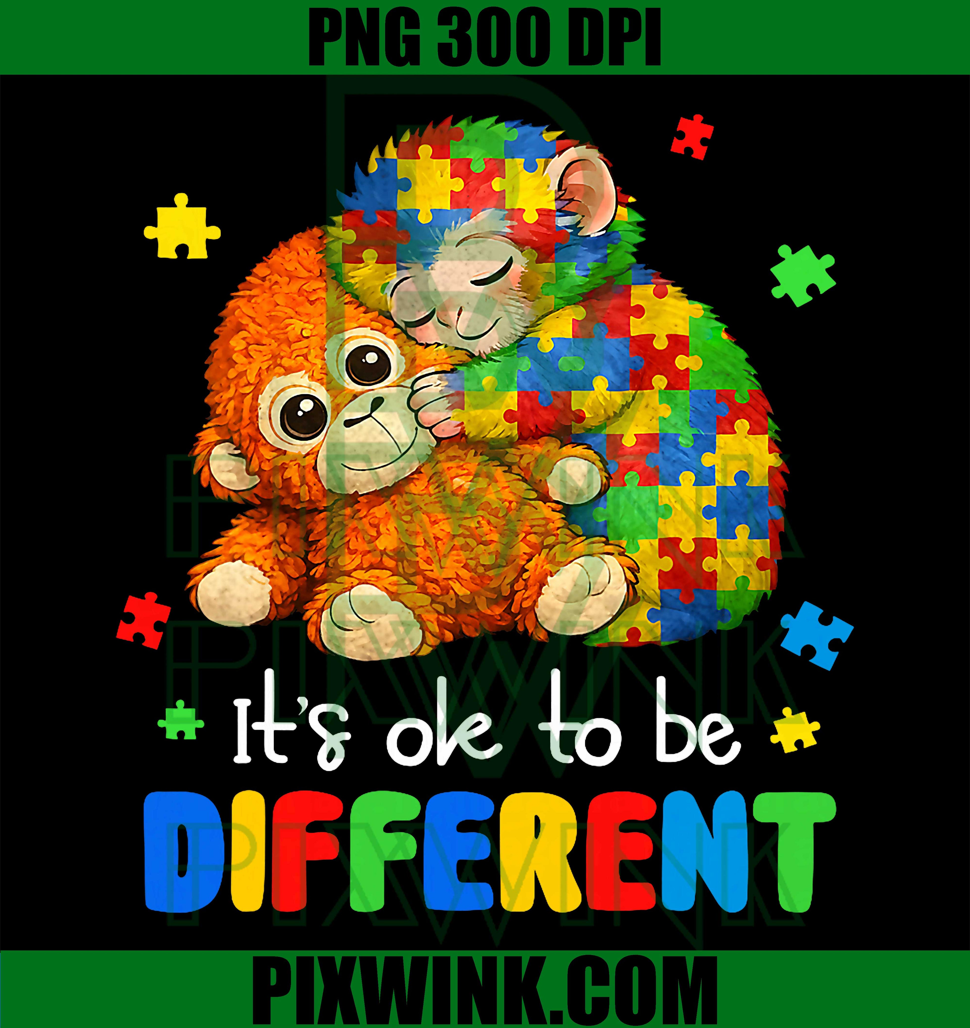 It’s OK To Be Different PNG, Autism Awareness PNG, Baby Monkey Punch PNG