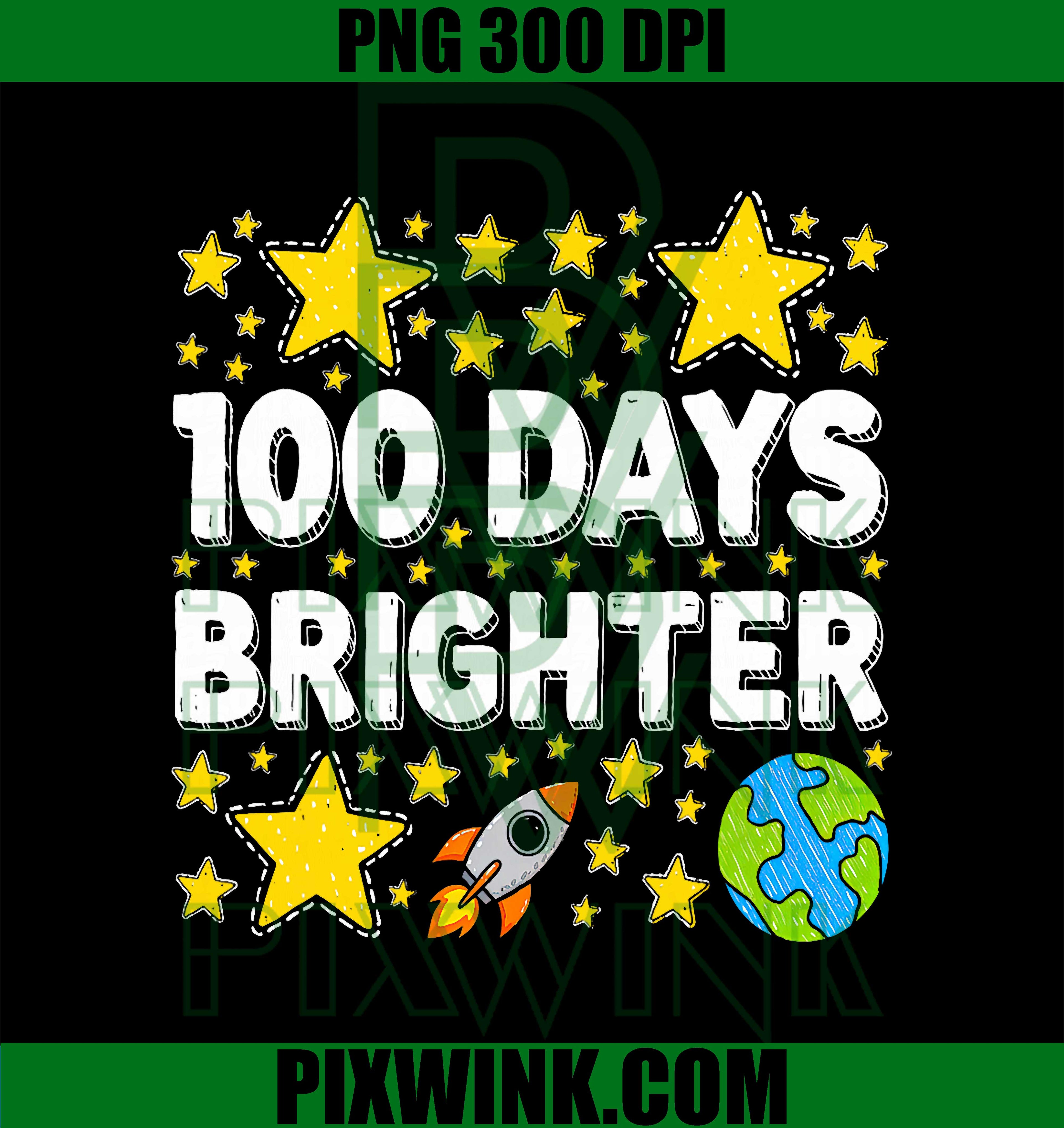 100 Days Brighter PNG, Rocket Stars 100th Day of School PNG