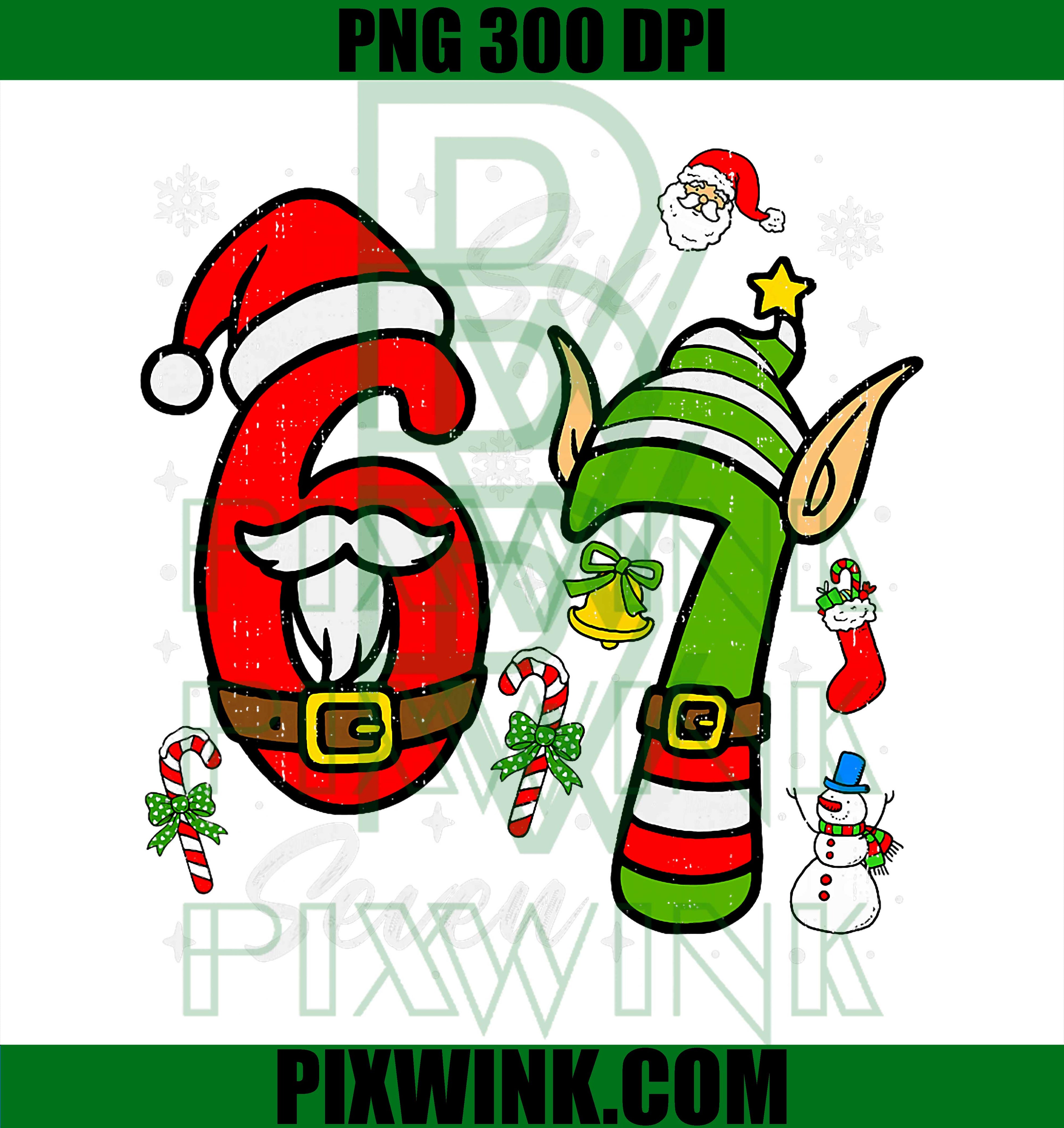 67 Christmas PNG, Funny 6 7 Meme Six Seven Xmas PNG
