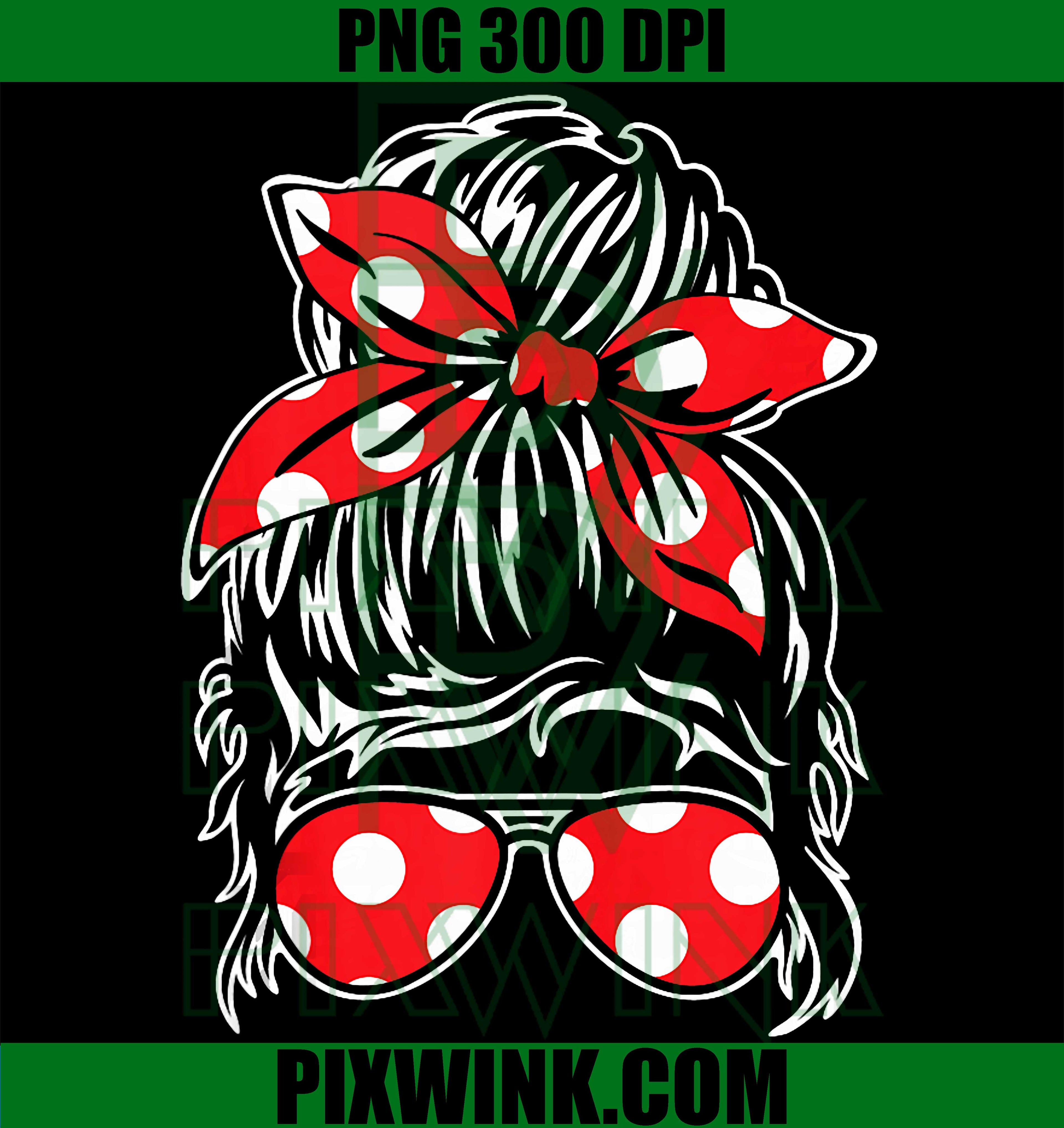 Messy Hair Bun Bandana PNG, Sunglasses Ribbon Fashion PNG