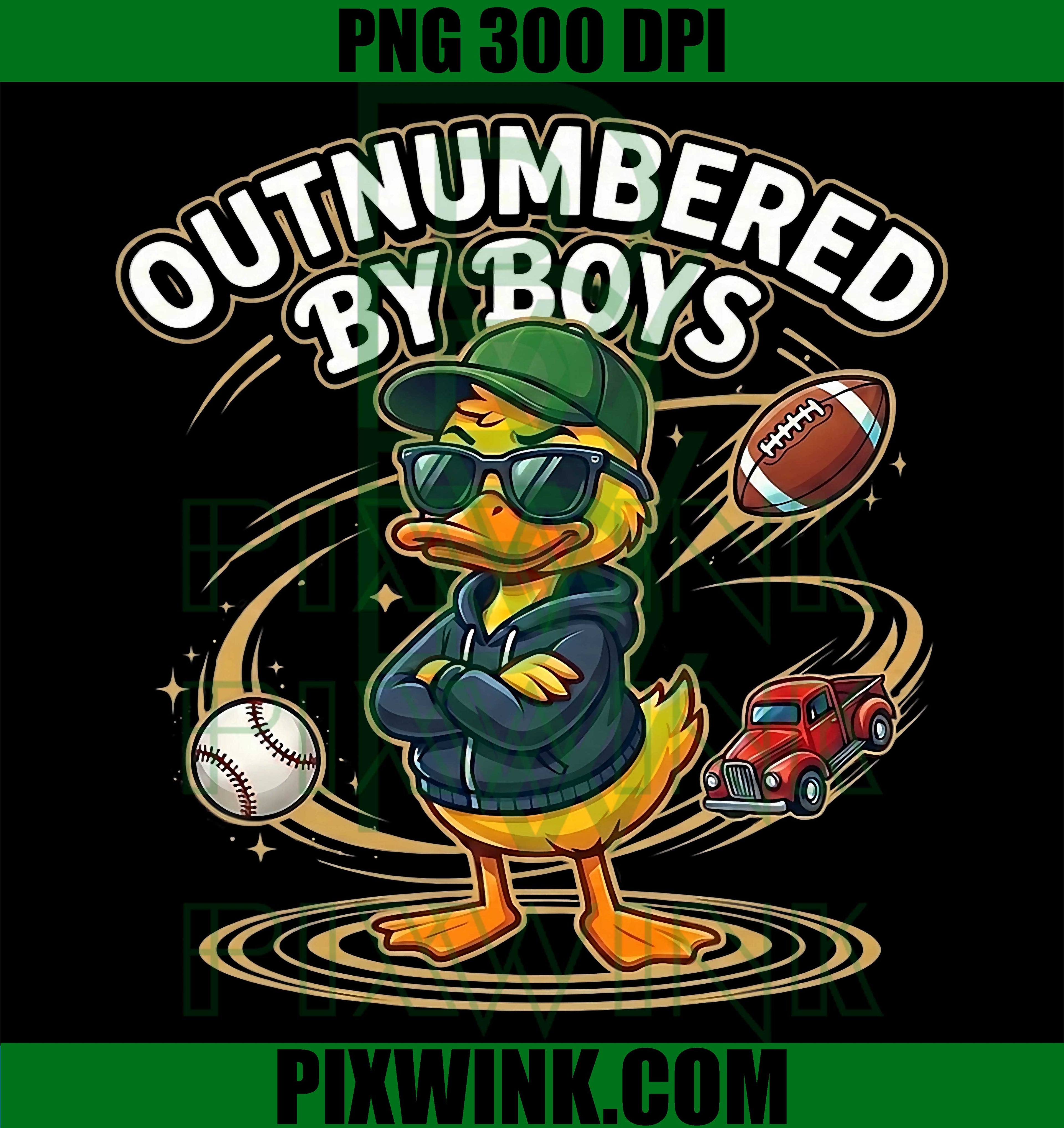 Outnumbered By Boys PNG, Goose Boy Mama PNG Funny Mother Design