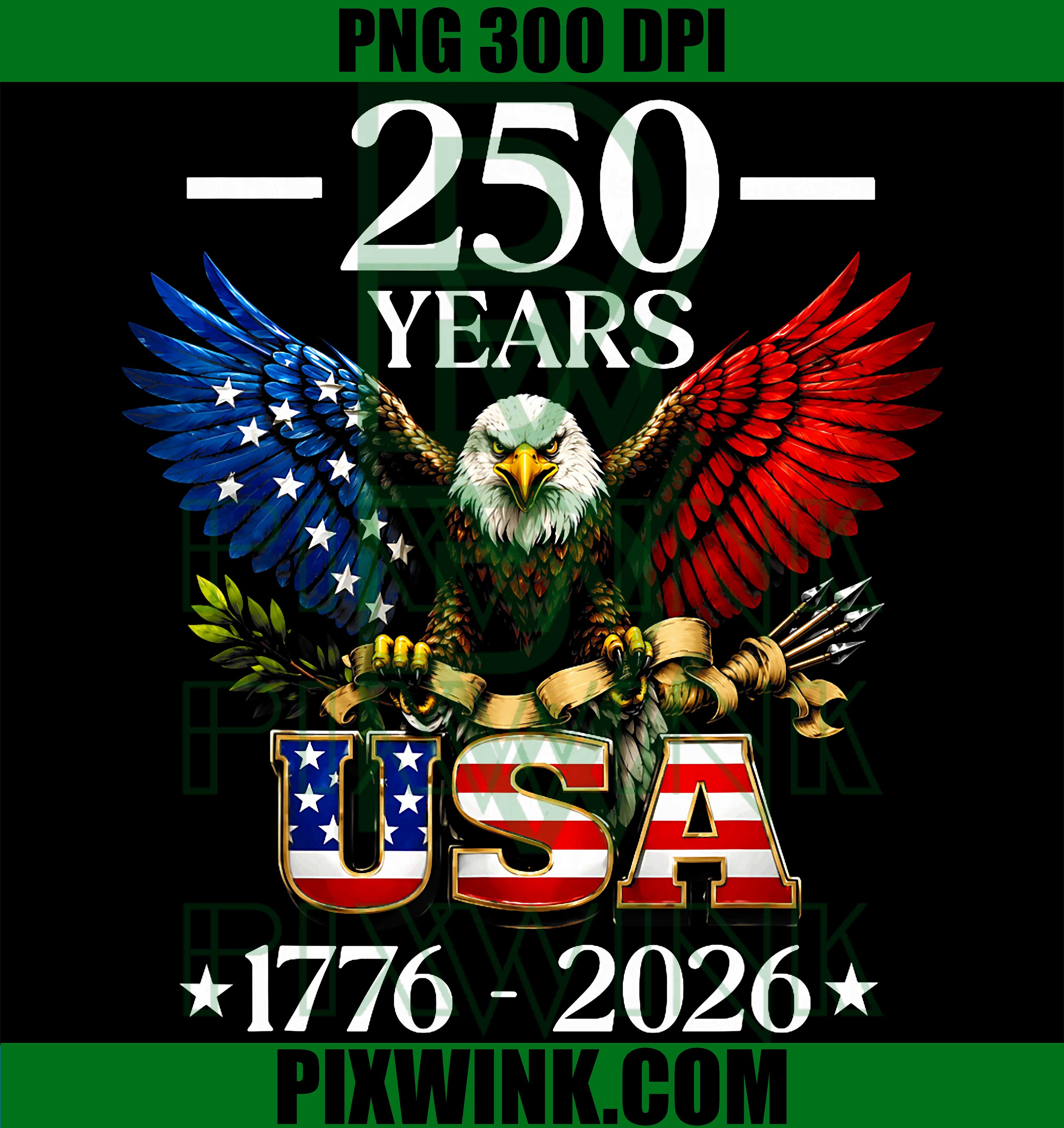 Eagle US Flag 250th Anniversary PNG, Patriotic America 1776-2026 PNG