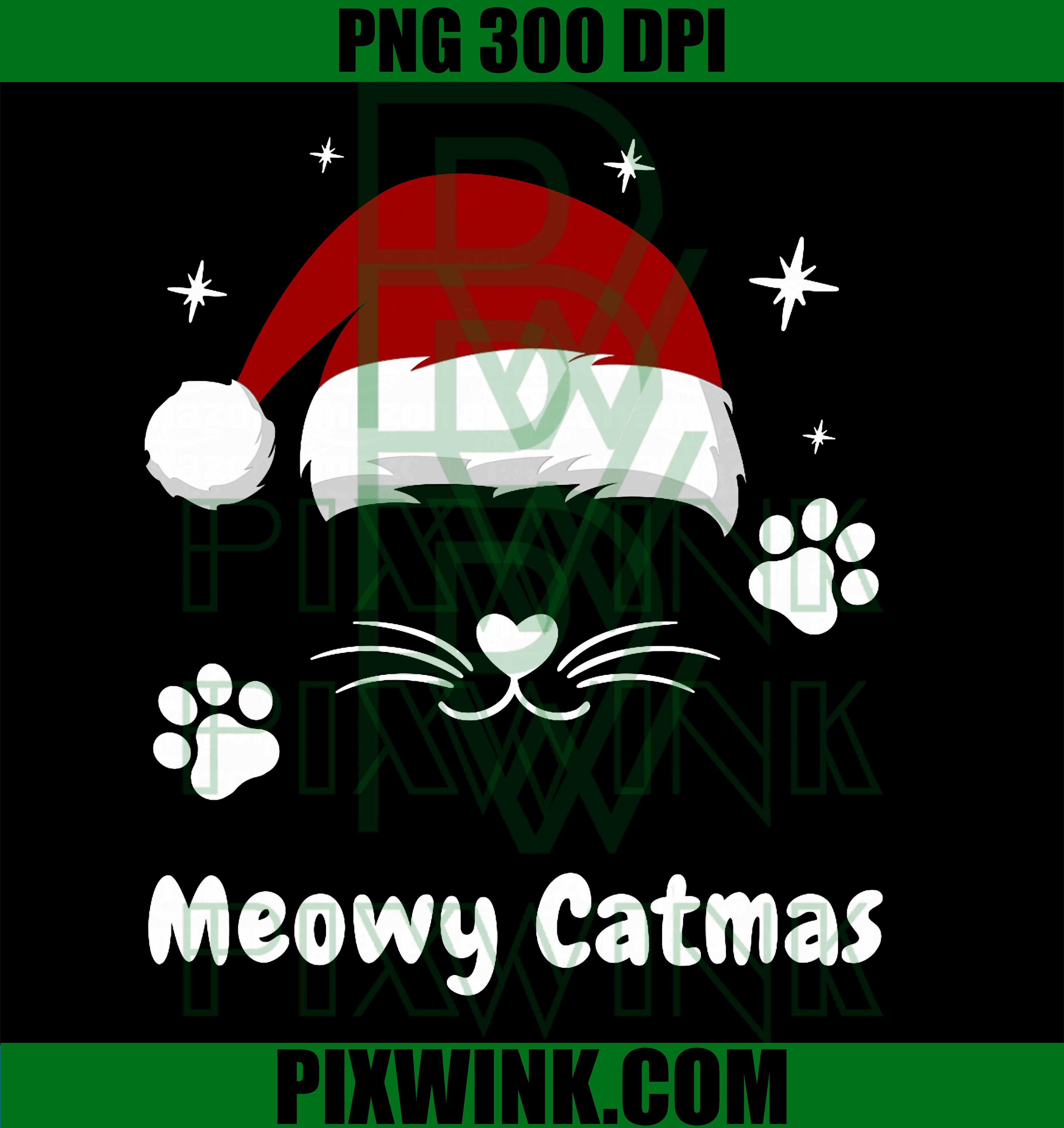 Meowy Catmas, Cute Kitten Cats Santa Hat Christmas PNG